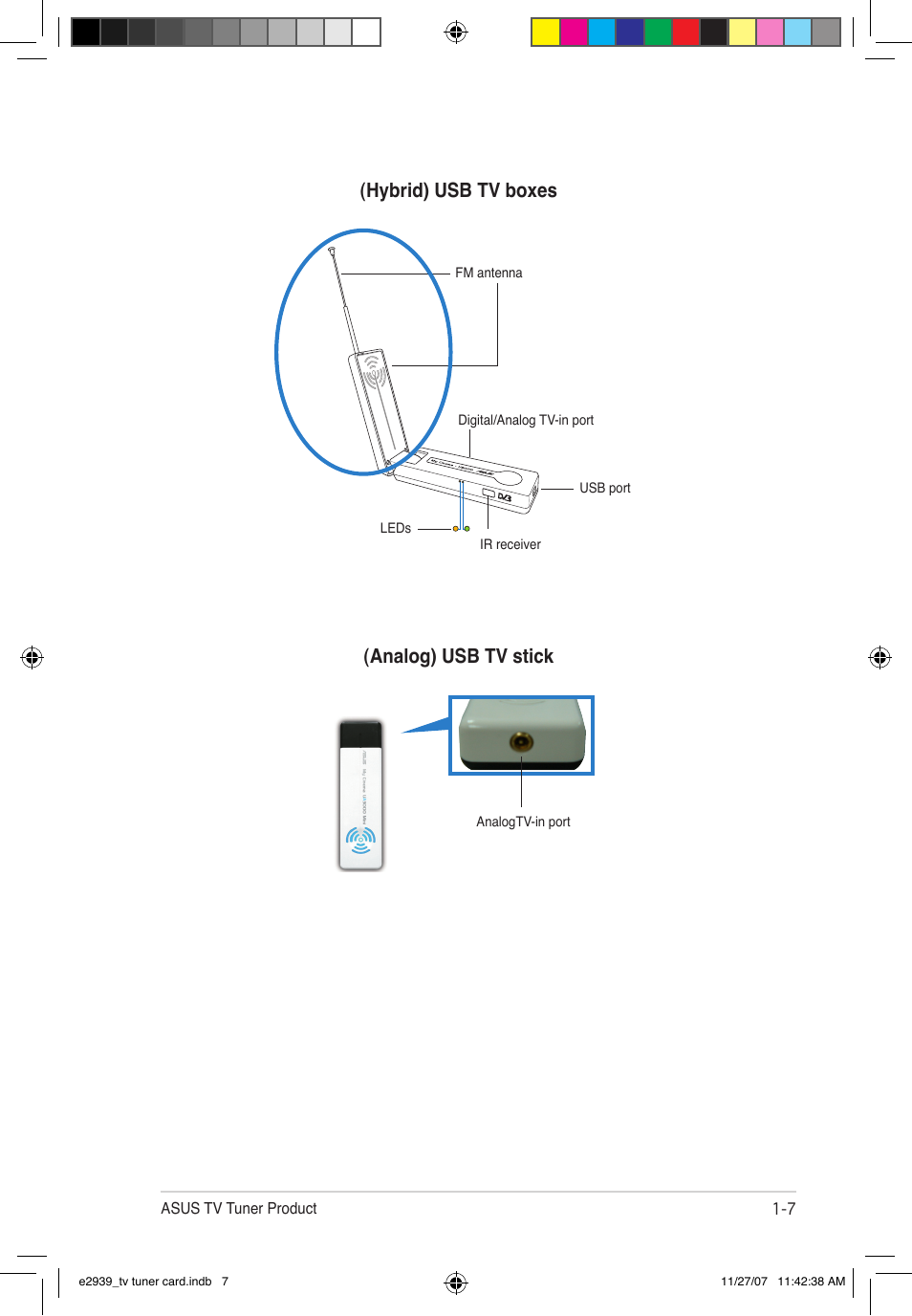 Analog) usb tv stick, Hybrid) usb tv boxes | Asus My Cinema-U3100Mini/DVBT User Manual | Page 15 / 49