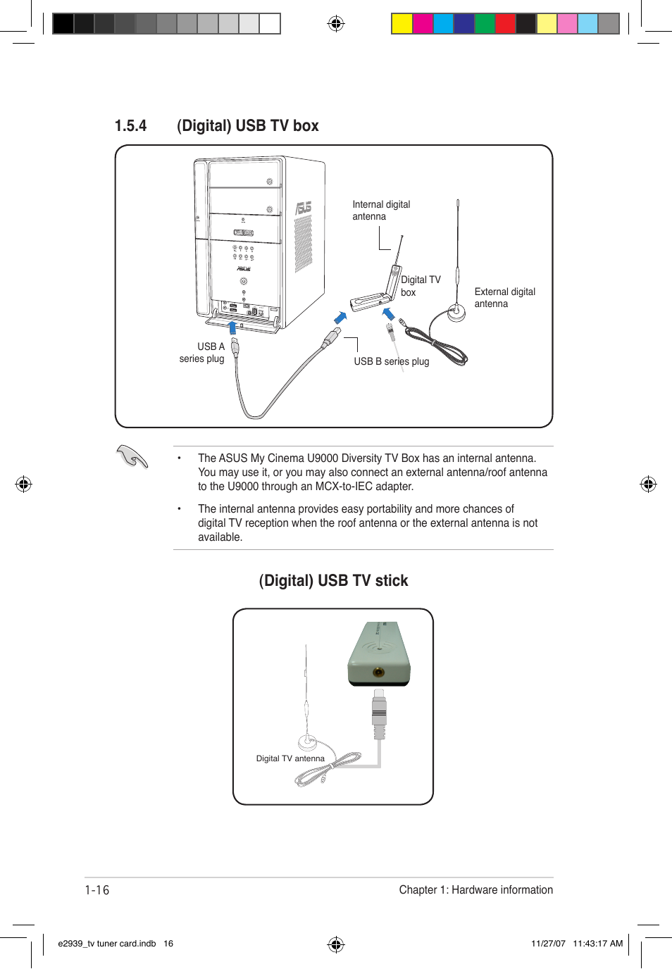 4 (digital) usb tv box, Digital) usb tv stick | Asus My Cinema-U3100Mini/DVBT User Manual | Page 24 / 49