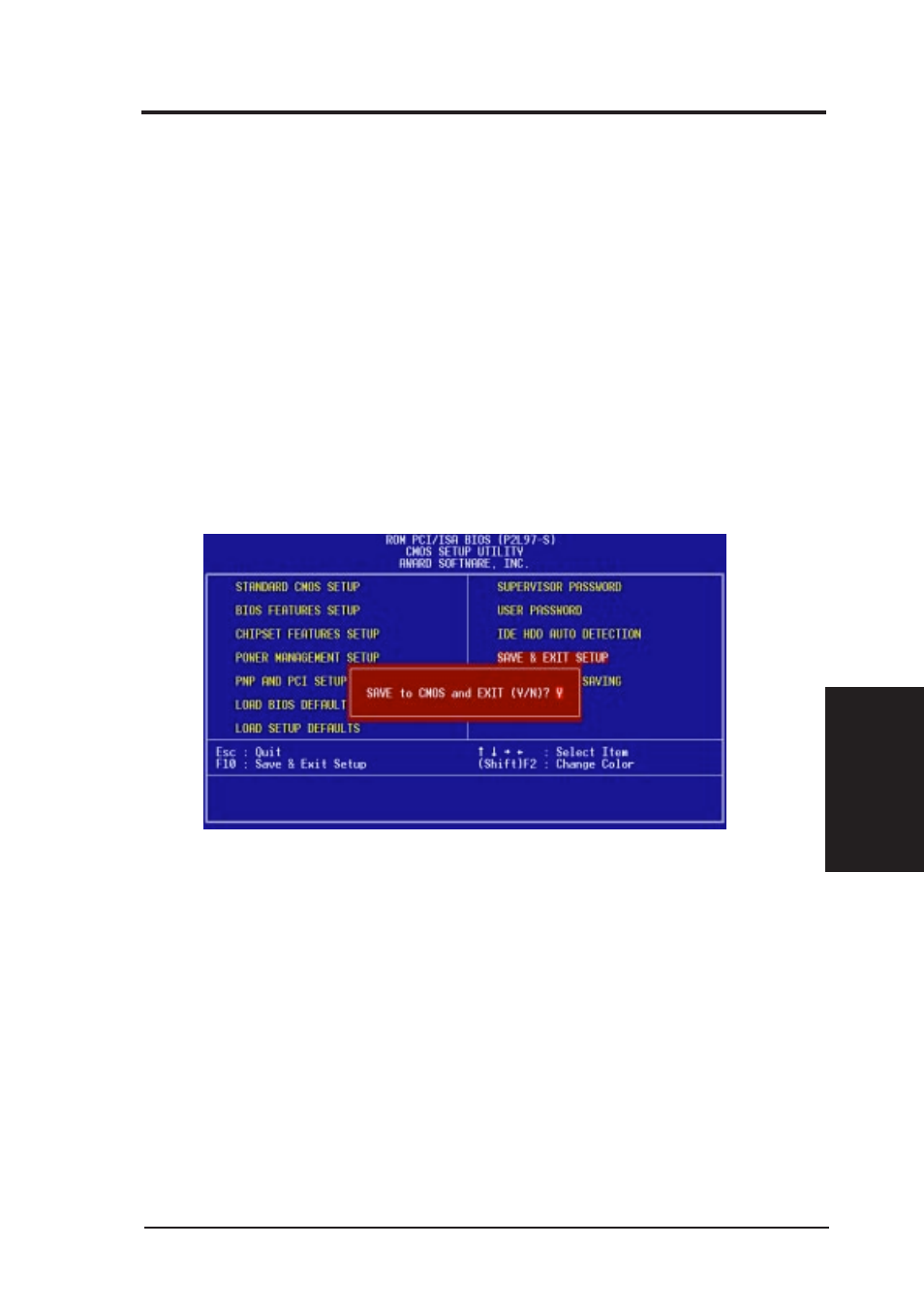 Iv. bios software, Save & exit setup, Exit without saving | Asus P2L97-S User Manual | Page 55 / 68