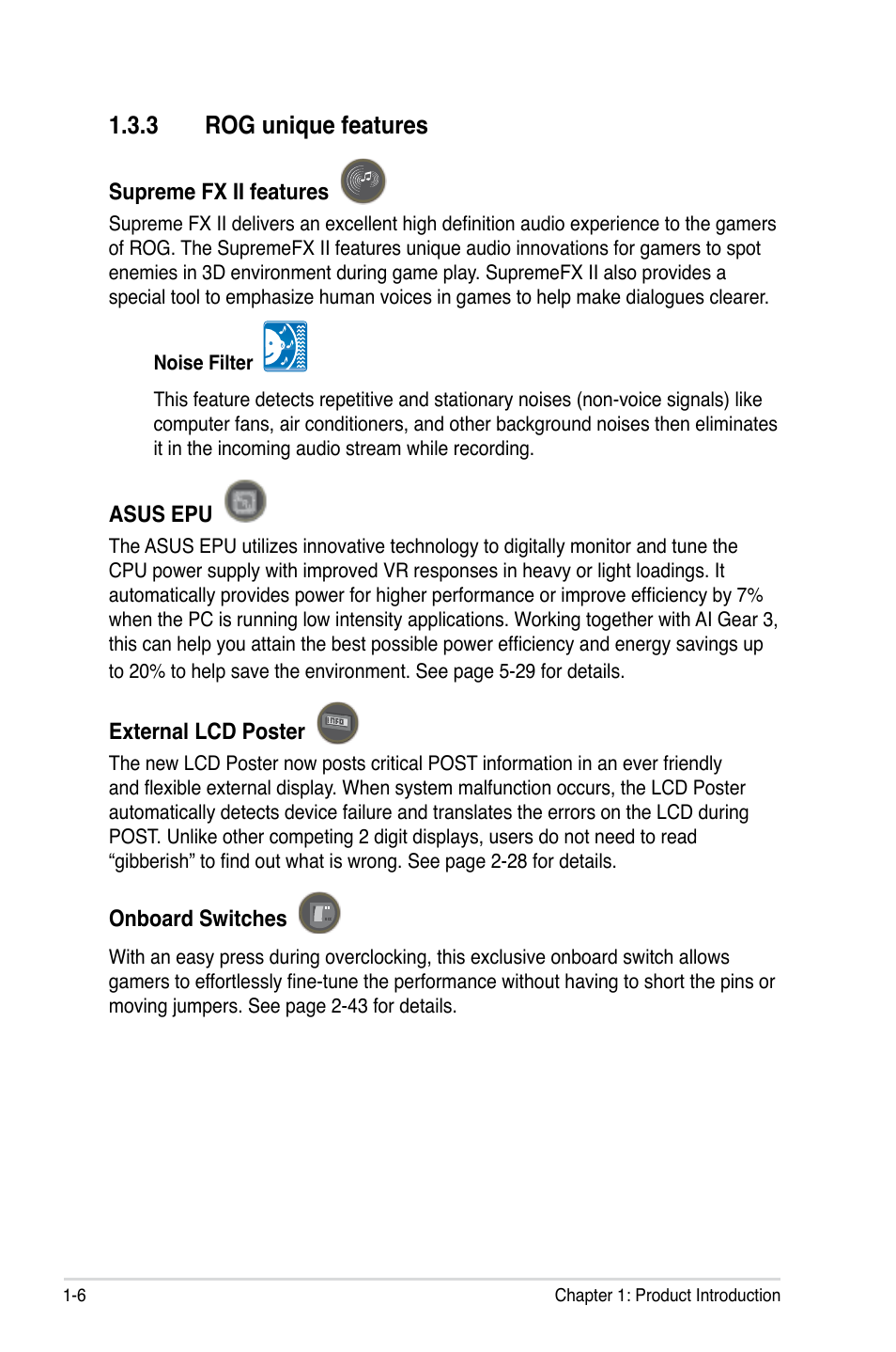 3 rog unique features, Rog unique features -6 | Asus Striker II Extreme User Manual | Page 22 / 196