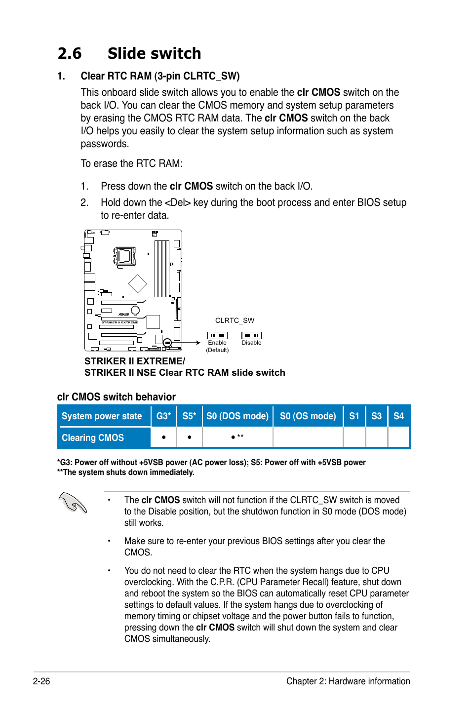 6 slide switch, Slide switch -26 | Asus Striker II Extreme User Manual | Page 52 / 196