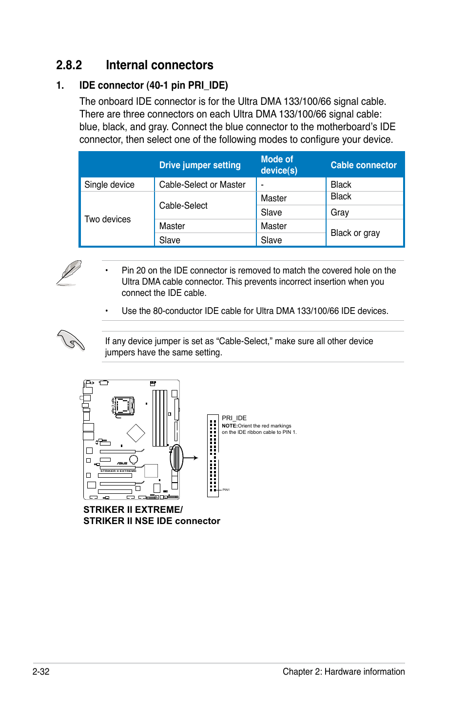 2 internal connectors, Internal connectors -32 | Asus Striker II Extreme User Manual | Page 58 / 196