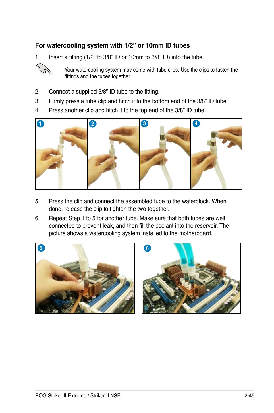 For watercooling system with 1/2” or 10mm id tubes | Asus Striker II Extreme User Manual | Page 71 / 196