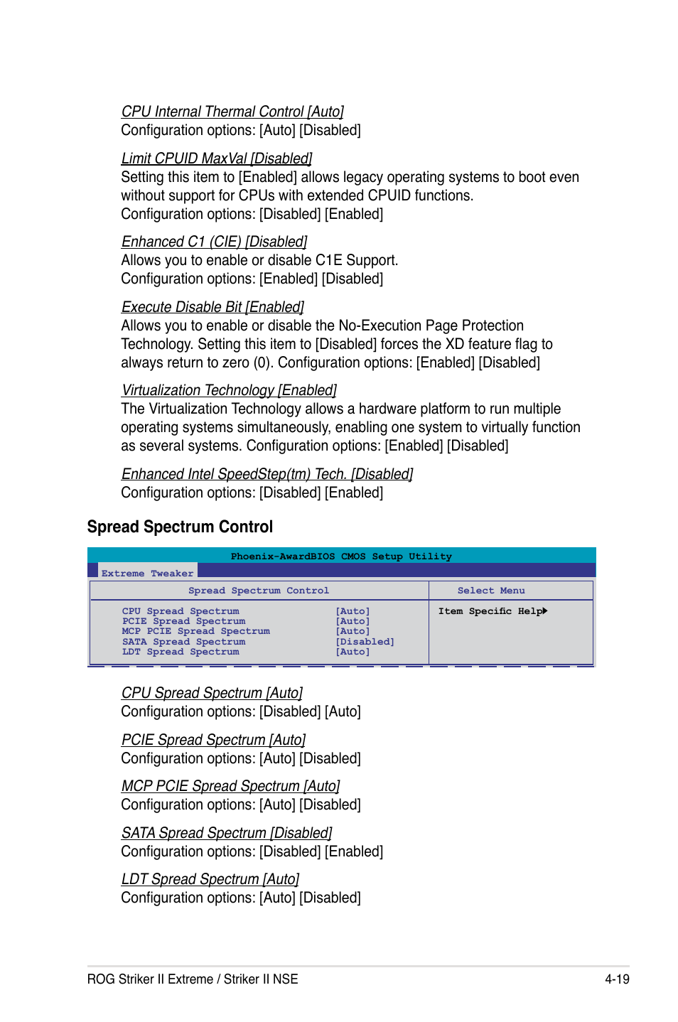 Spread spectrum control | Asus Striker II Extreme User Manual | Page 97 / 196