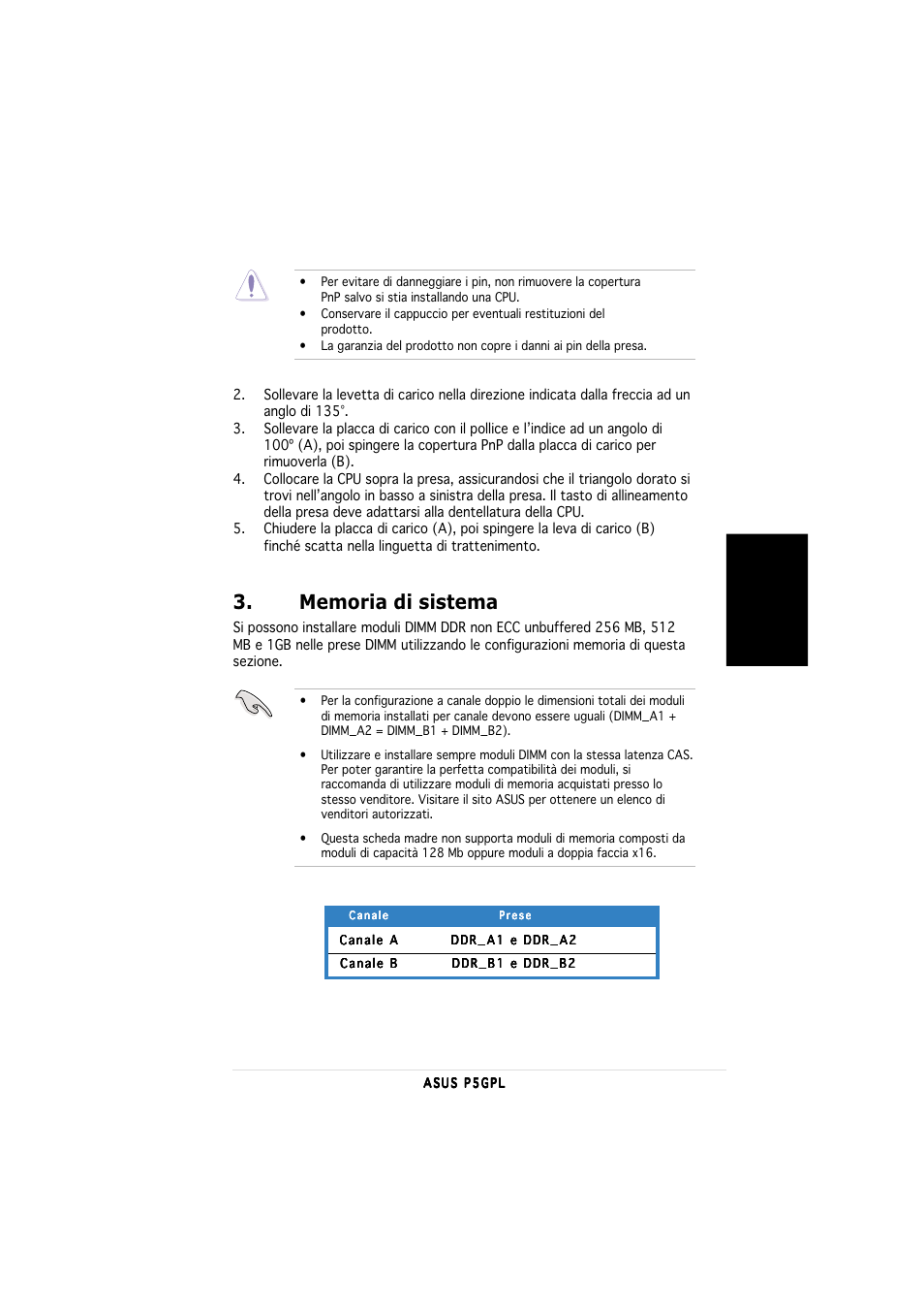 Italiano | Asus P5GPL User Manual | Page 9 / 20
