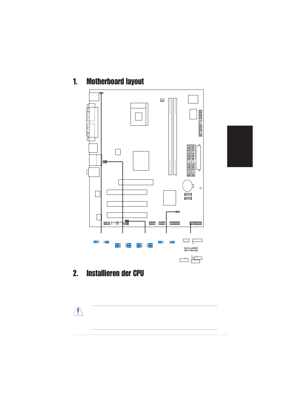 Installieren der cpu, Motherboard layout, Deutsch | Asus p4s800-mx se-motherboard, Pci1, Pci2 pci3, Super i/o | Asus P4S800-MX SE User Manual | Page 5 / 20