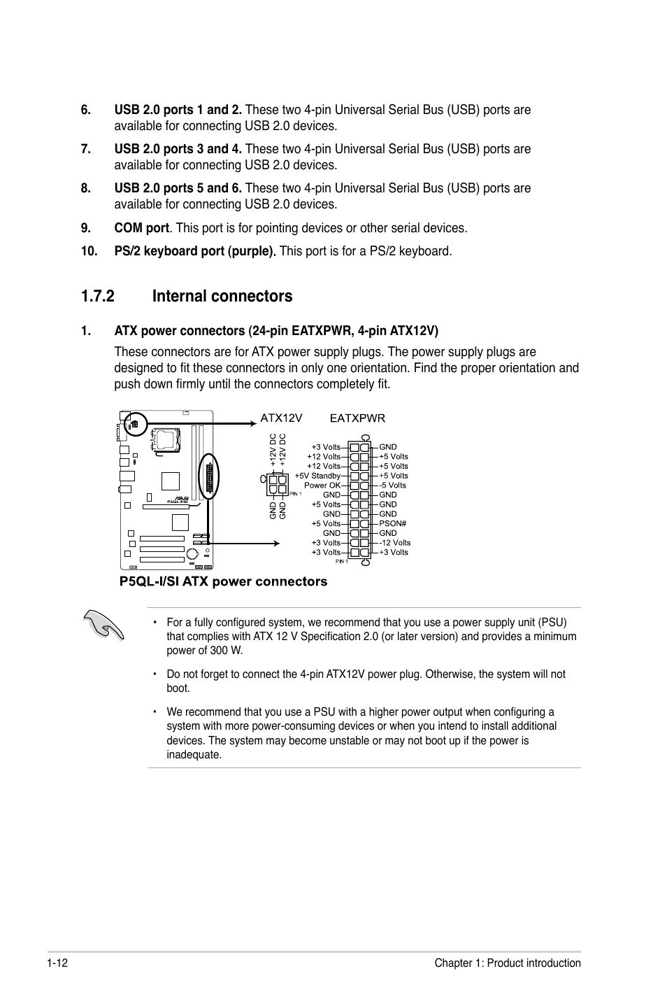 2 internal connectors, Internal connectors -12 | Asus P5QL-I/SI User Manual | Page 21 / 40