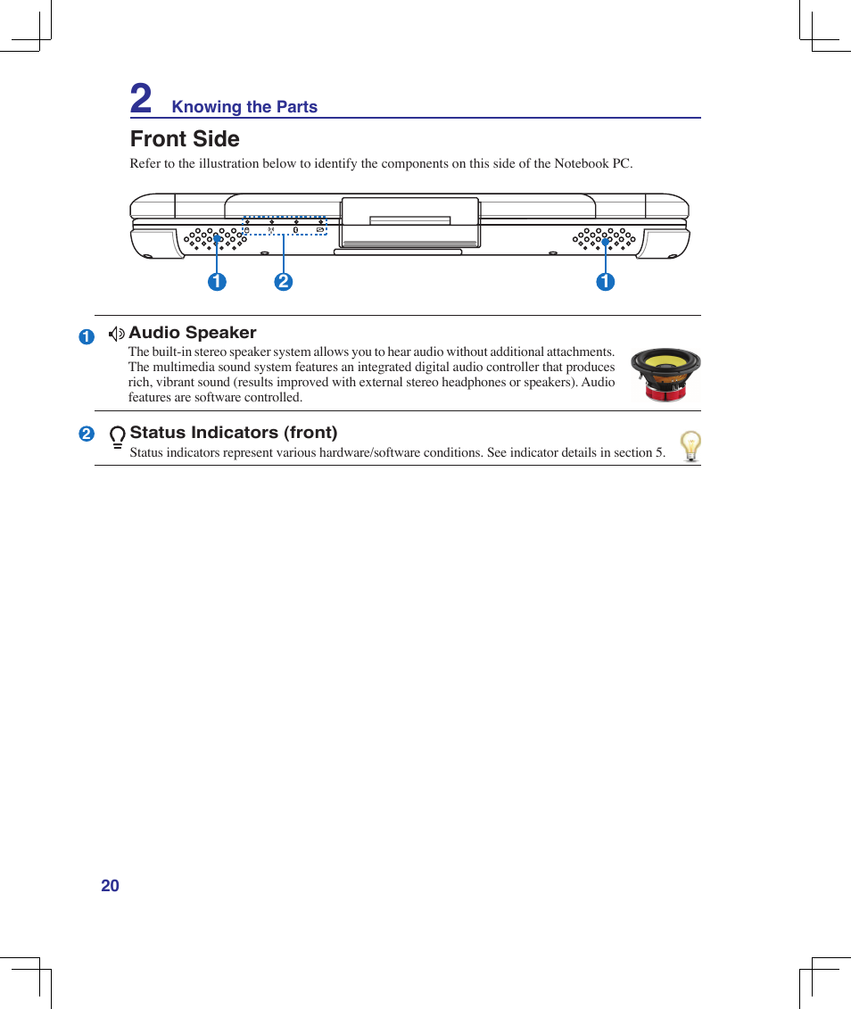Front side | Asus B51E User Manual | Page 20 / 79