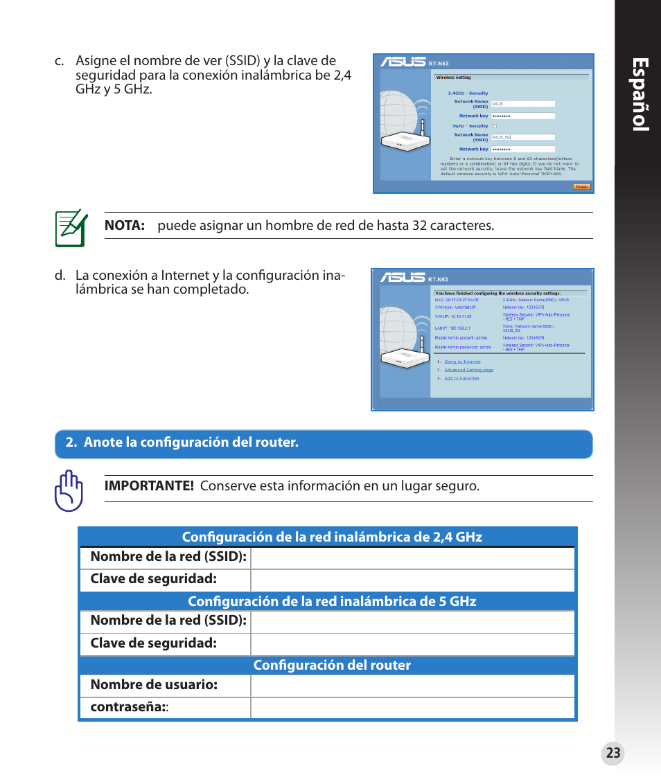 Español | Asus RT-N53 User Manual | Page 23 / 59