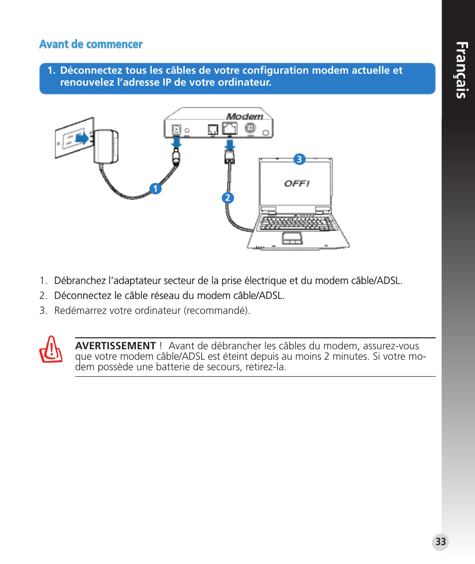 Français | Asus RT-N53 User Manual | Page 33 / 59