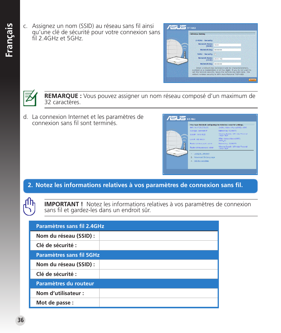 Français | Asus RT-N53 User Manual | Page 36 / 59