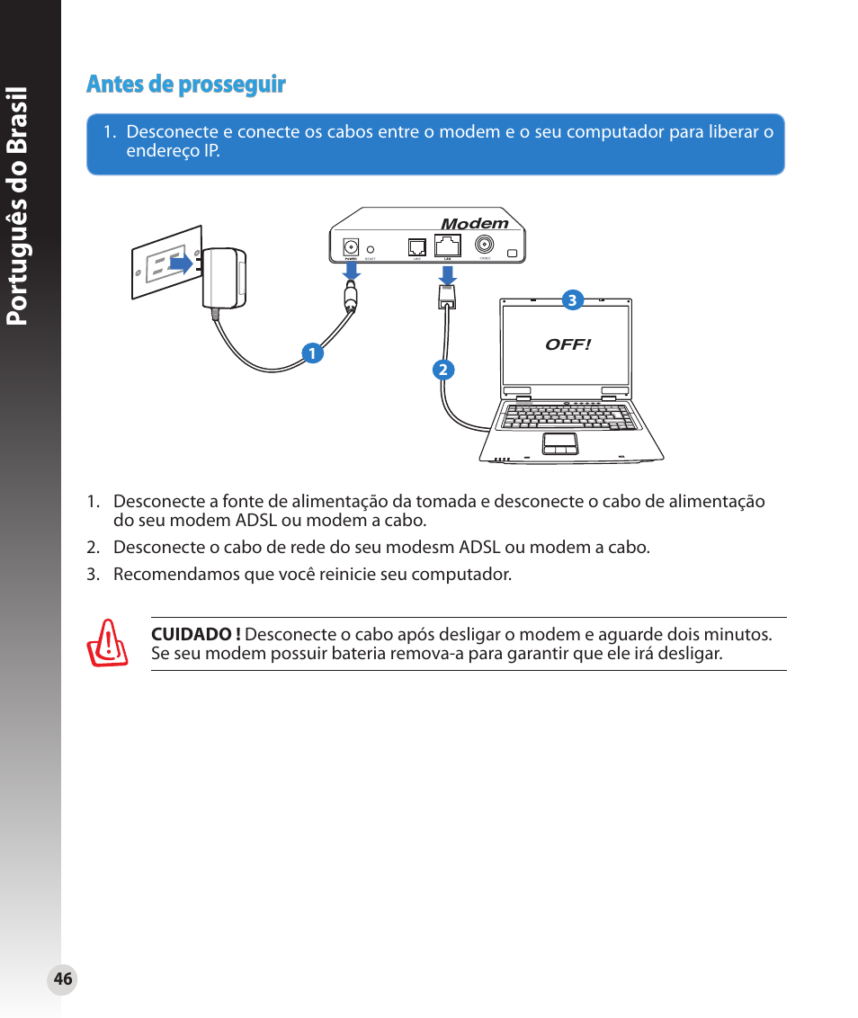 Por tuguês do br asil, Antes de prosseguir | Asus RT-N53 User Manual | Page 46 / 59