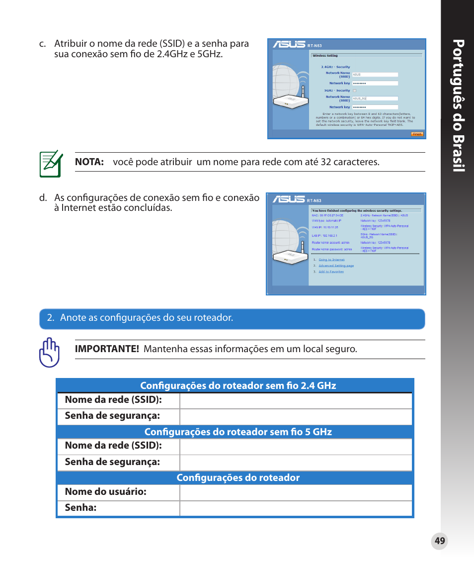 Por tuguês do br asil | Asus RT-N53 User Manual | Page 49 / 59