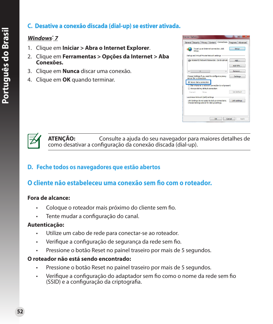 Por tuguês do br asil | Asus RT-N53 User Manual | Page 52 / 59