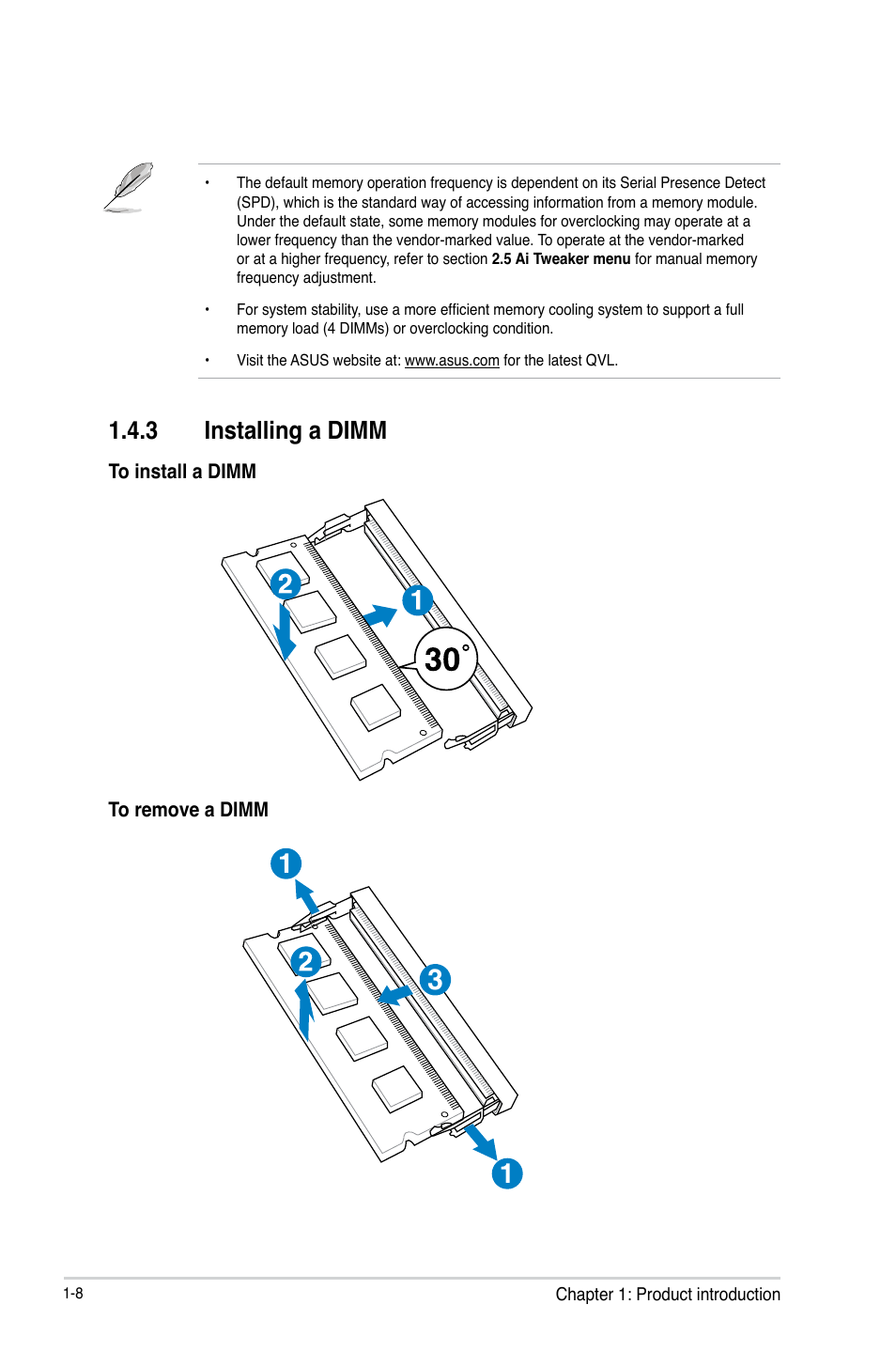 3 installing a dimm | Asus Q87T User Manual | Page 16 / 84