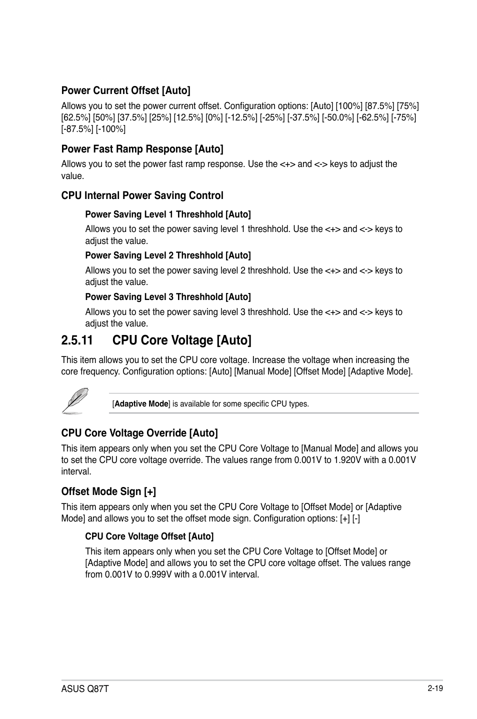 11 cpu core voltage [auto | Asus Q87T User Manual | Page 51 / 84
