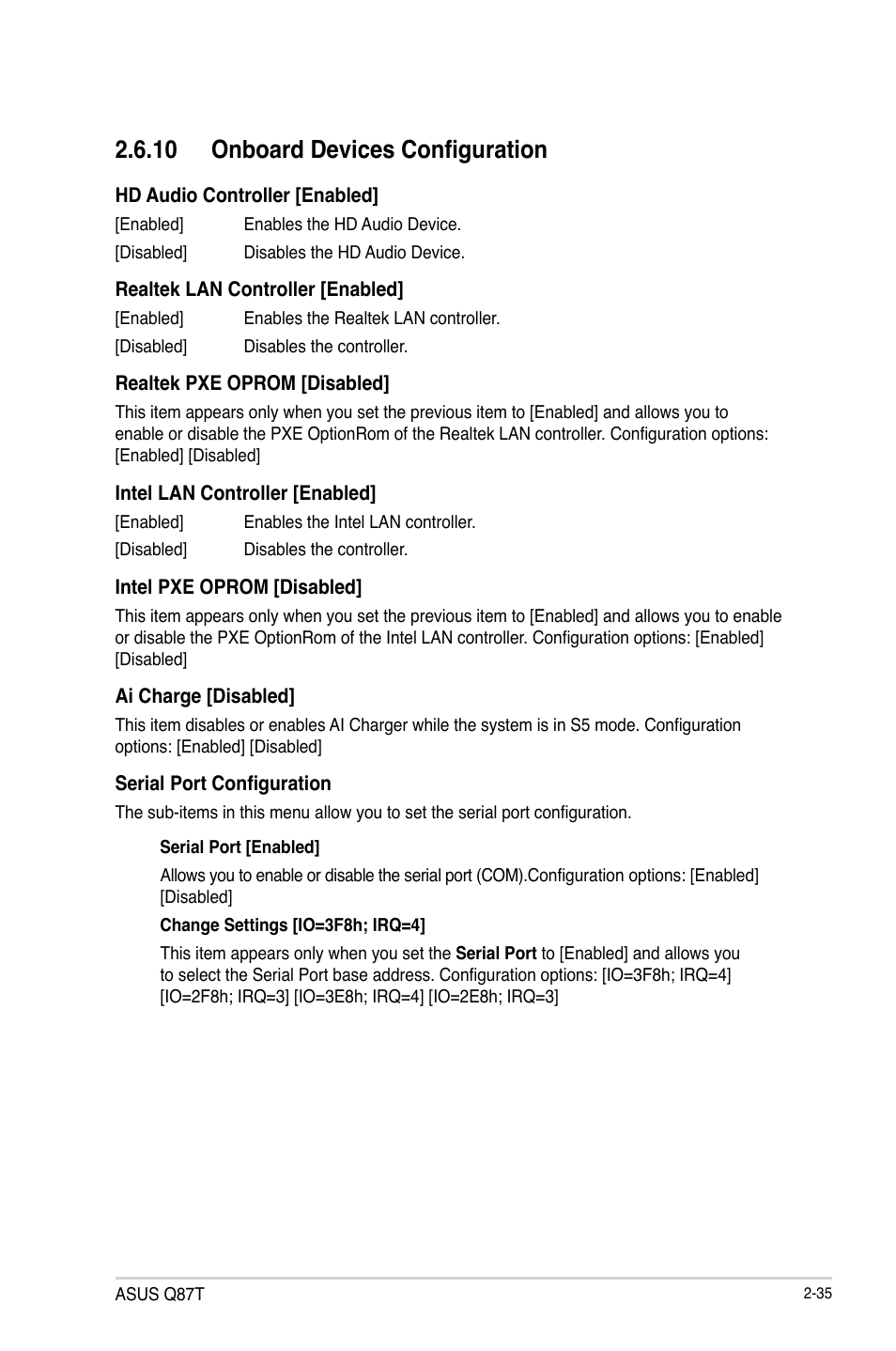 10 onboard devices configuration | Asus Q87T User Manual | Page 67 / 84