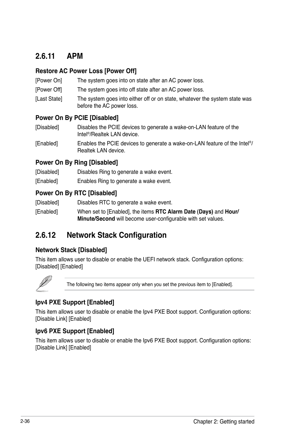 11 apm, 12 network stack configuration | Asus Q87T User Manual | Page 68 / 84