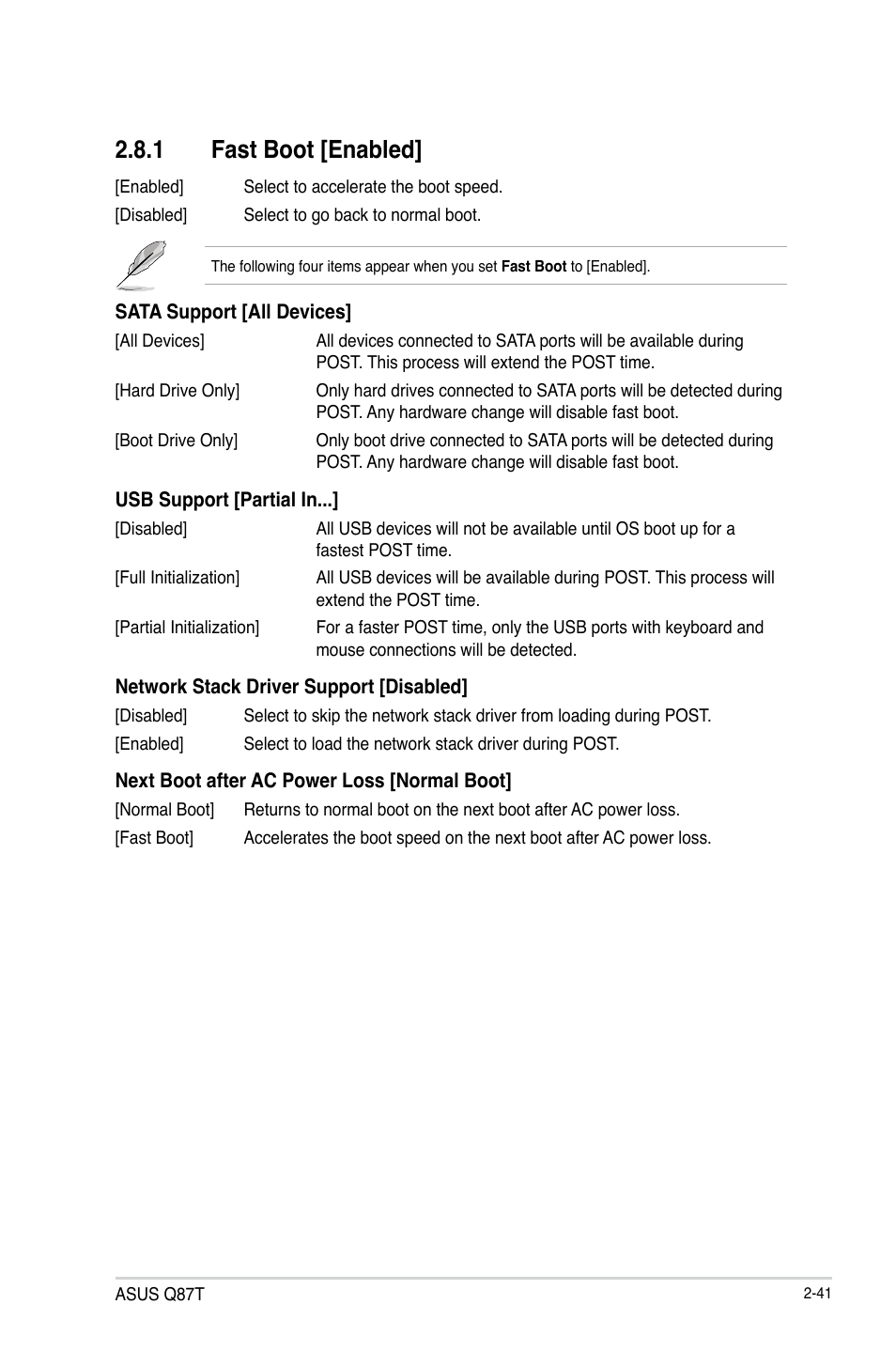 1 fast boot [enabled | Asus Q87T User Manual | Page 73 / 84