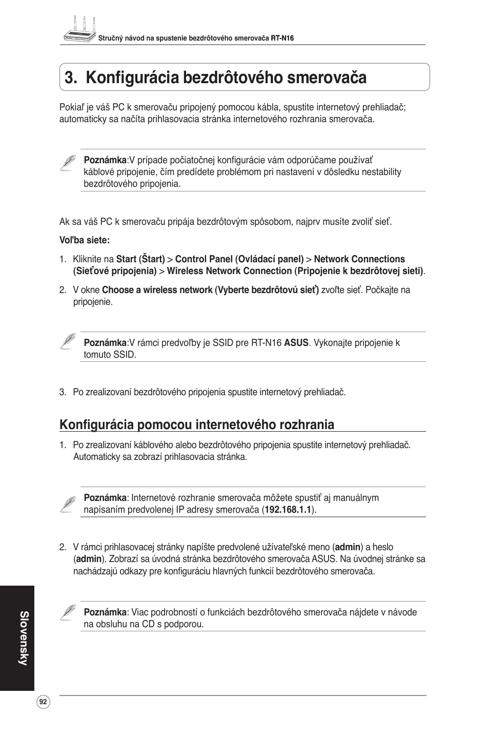 Konfigurácia bezdrôtového smerovača, Konfigurácia pomocou internetového rozhrania | Asus RT-N16 User Manual | Page 102 / 123