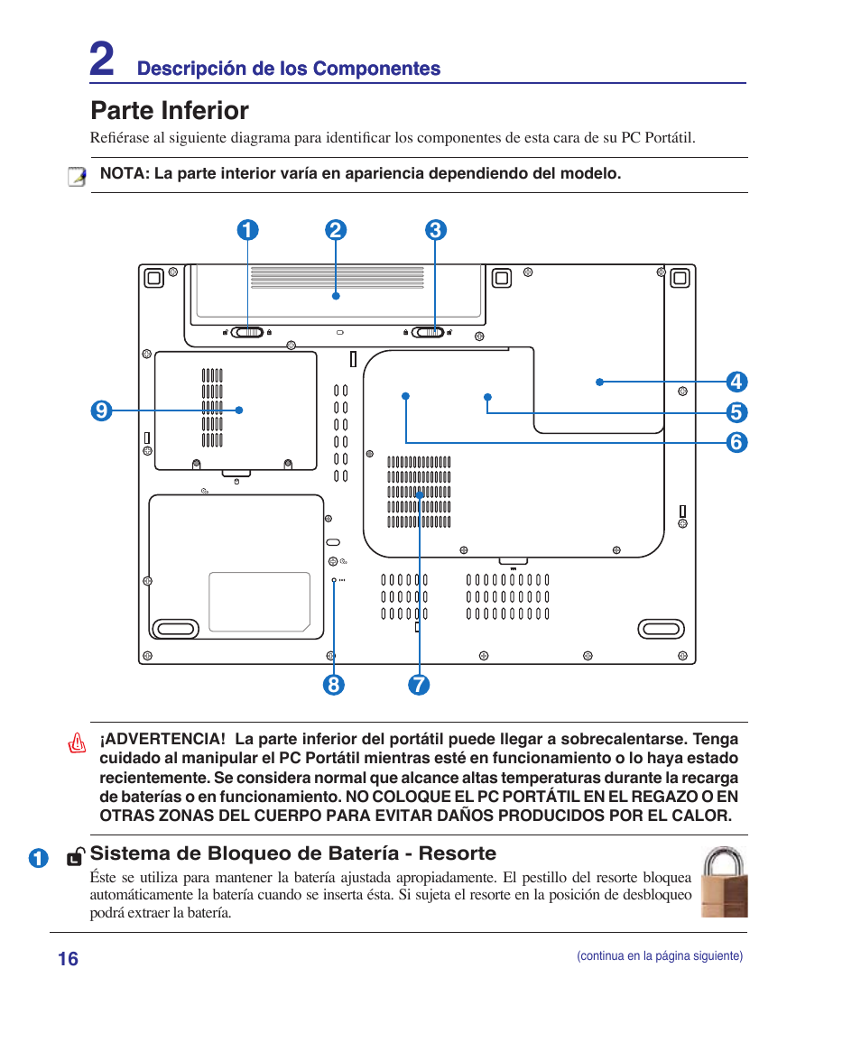 Parte inferior | Asus Z84J User Manual | Page 16 / 72