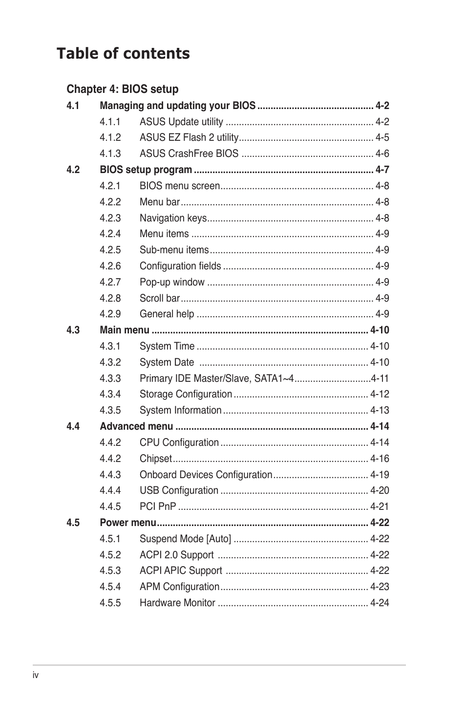 Asus V7-P5G41E User Manual | Page 4 / 82