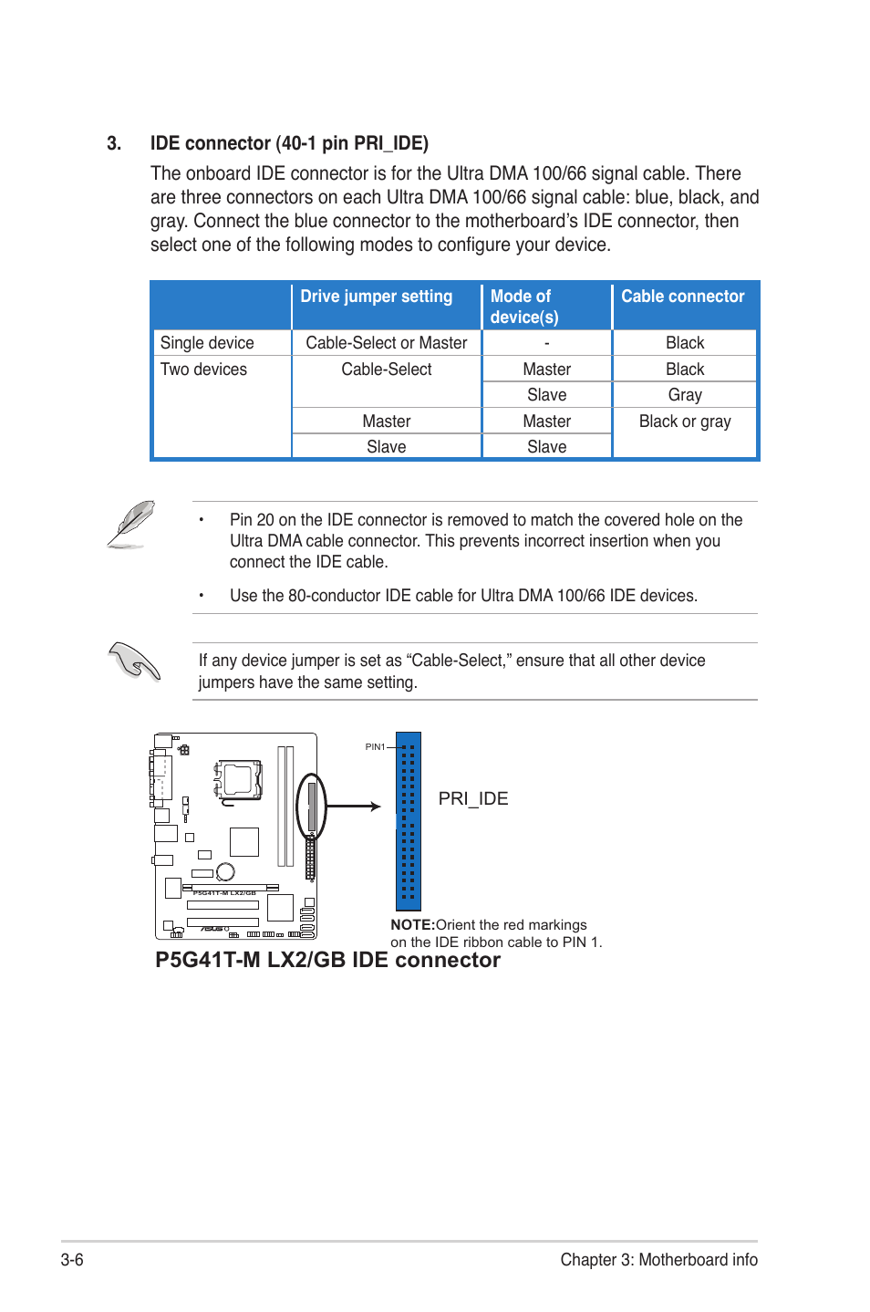 P5g41t-m lx2/gb ide connector | Asus V7-P5G41E User Manual | Page 46 / 82