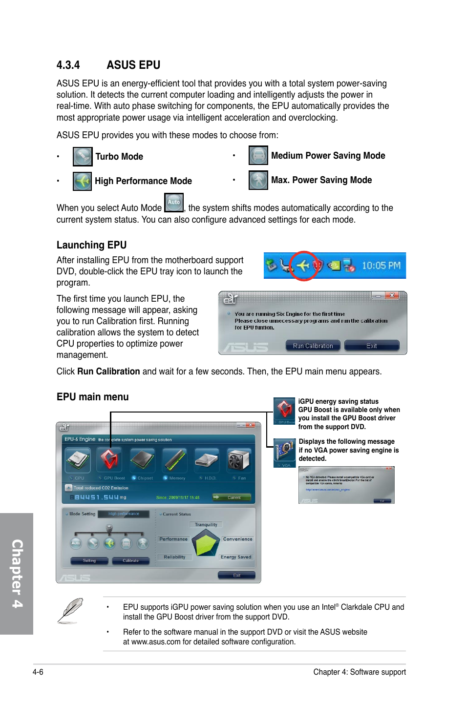 4 asus epu, Asus epu -6, Chapter 4 | Asus P7H57D-V EVO User Manual | Page 104 / 128