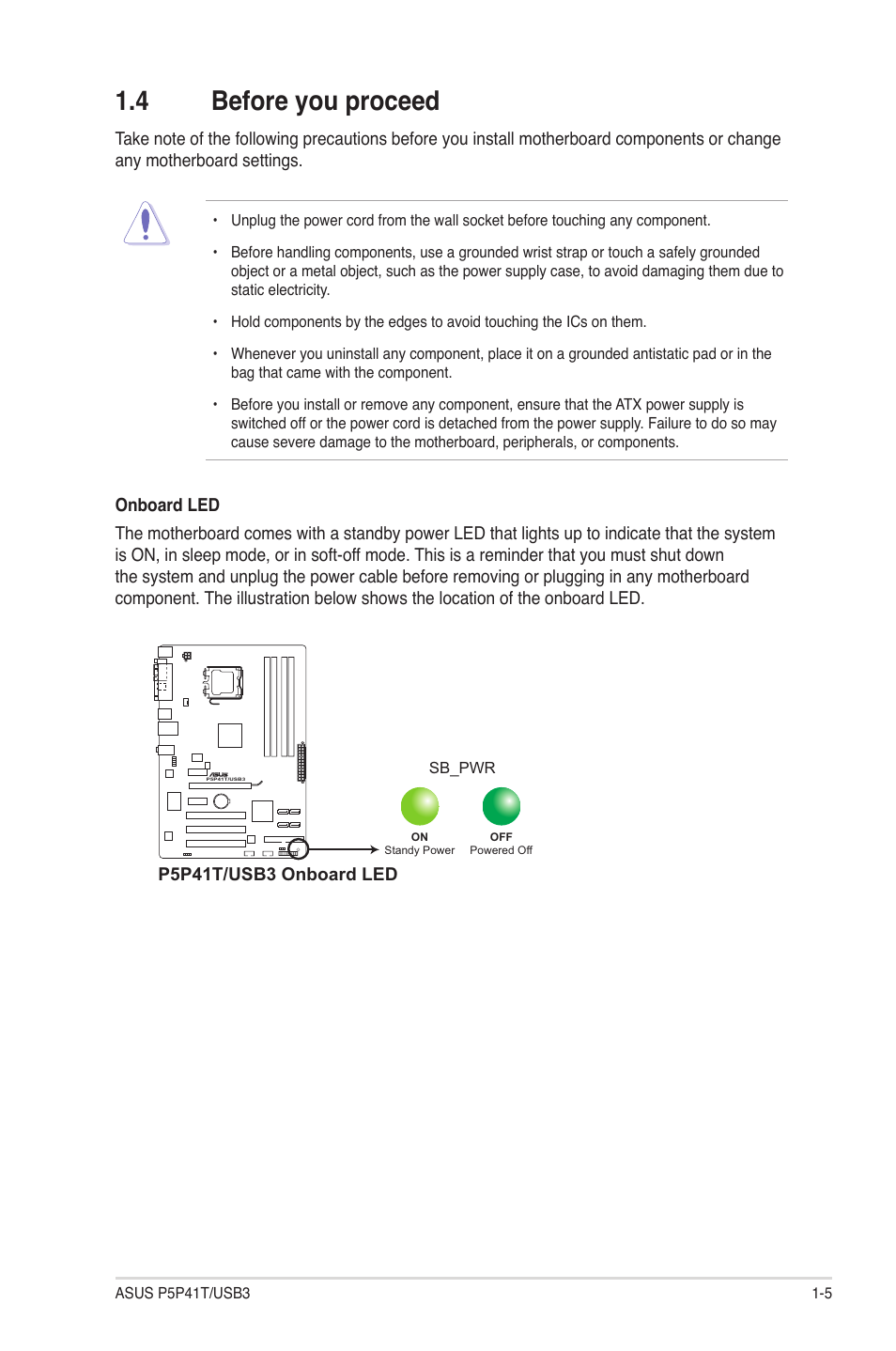 4 before you proceed, Before you proceed -5 | Asus P5P41T/USB3 User Manual | Page 15 / 62