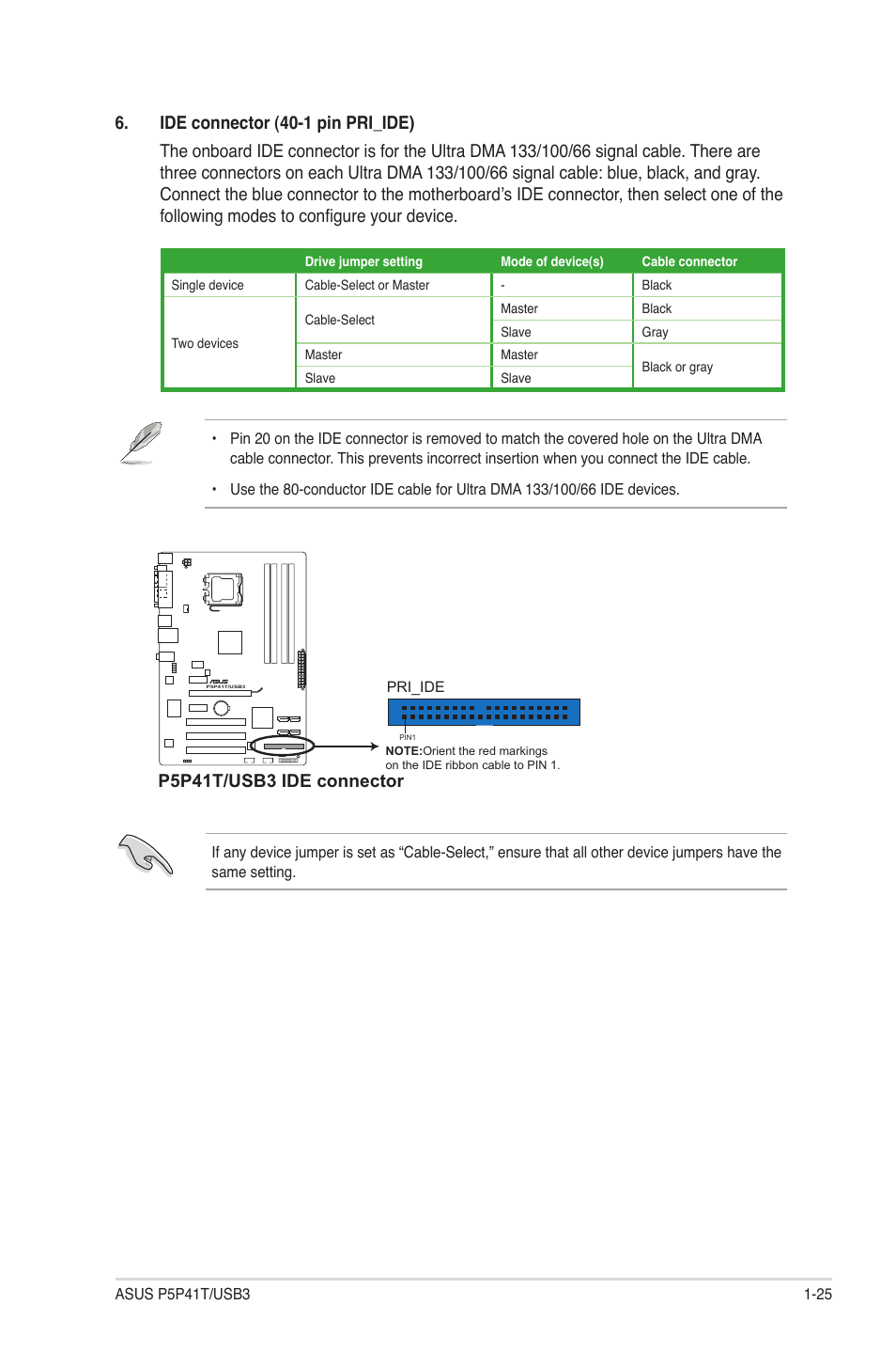 P5p41t/usb3 ide connector | Asus P5P41T/USB3 User Manual | Page 35 / 62