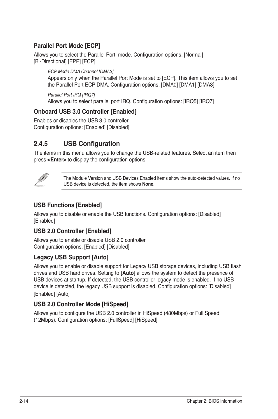 5 usb configuration, Usb configuration -14 | Asus P5P41T/USB3 User Manual | Page 52 / 62