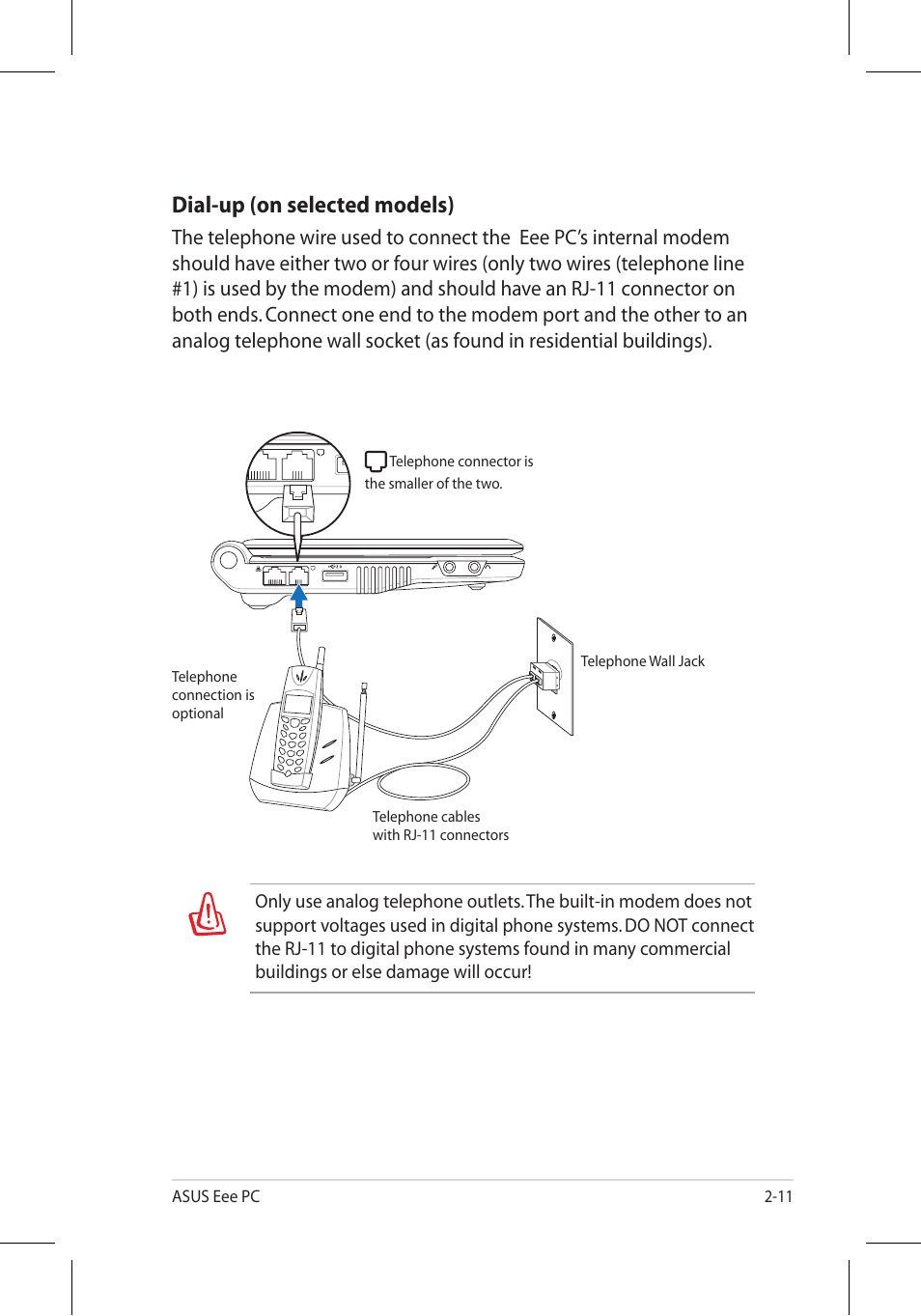 Dial-up (on selected models) | Asus Eee PC 701SD/Linux User Manual | Page 21 / 92