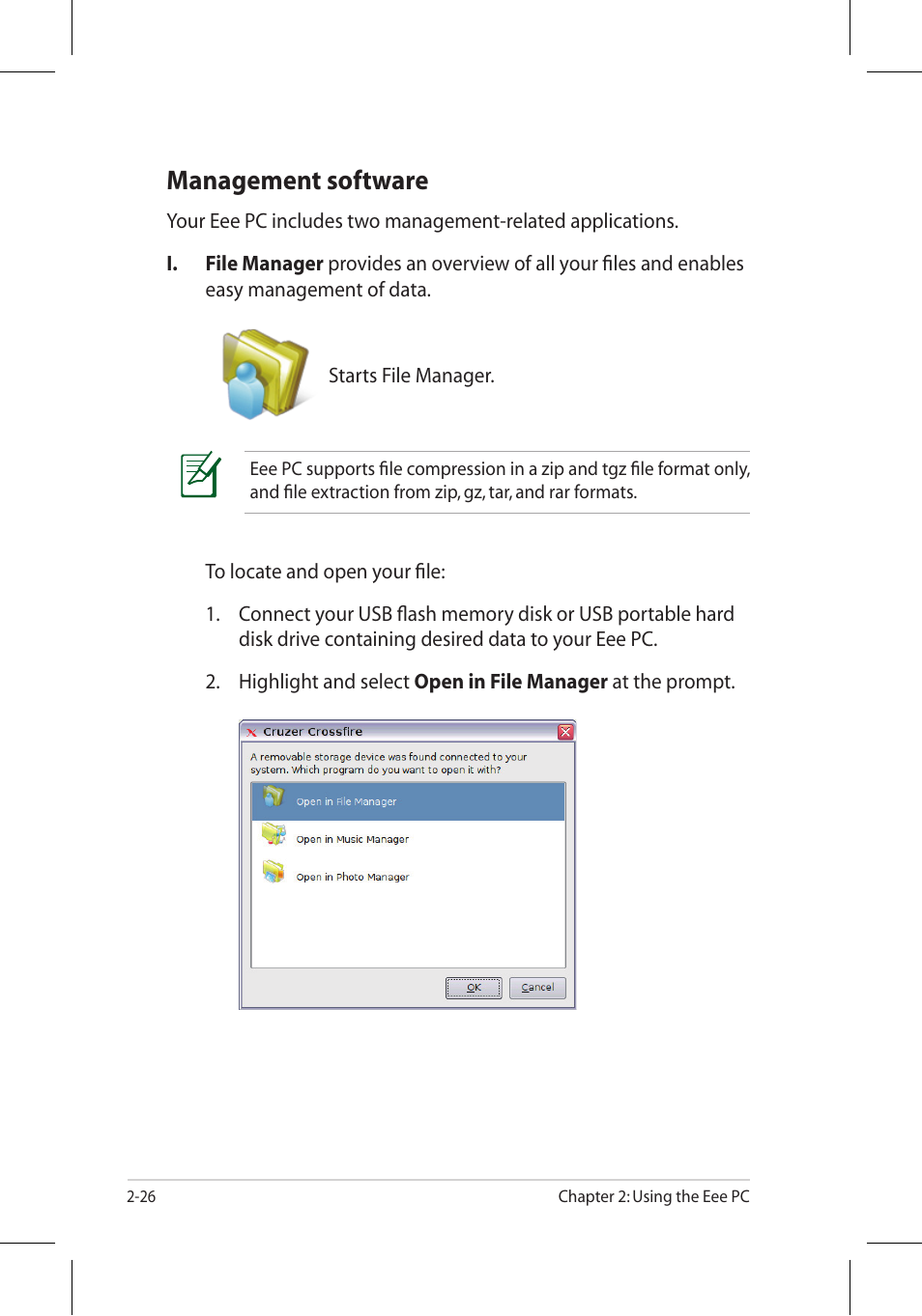 Management software | Asus Eee PC 701SD/Linux User Manual | Page 36 / 92