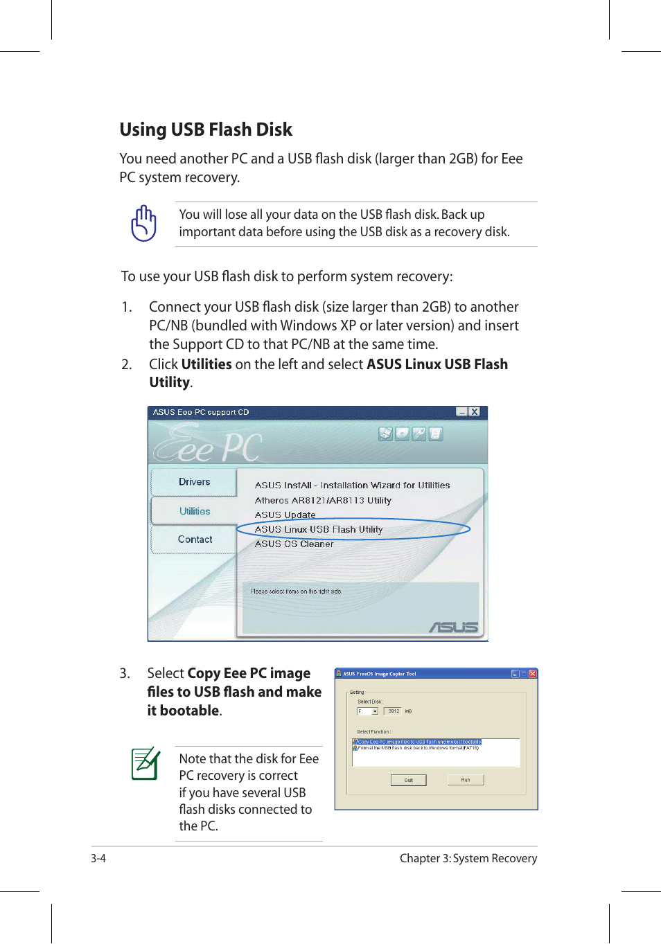 Using usb flash disk | Asus Eee PC 701SD/Linux User Manual | Page 66 / 92