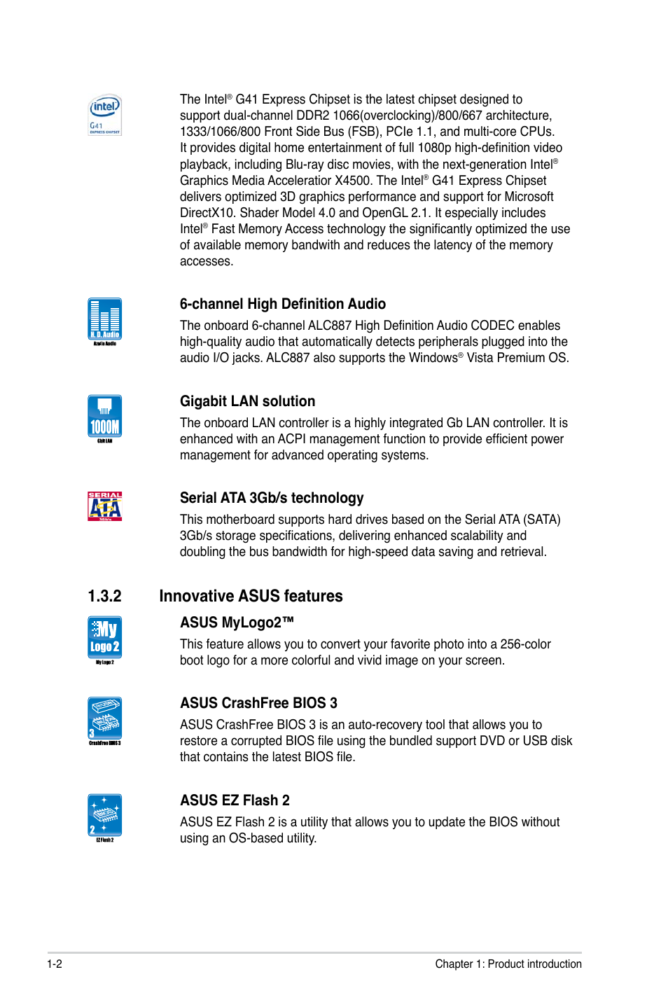 2 innovative asus features, Innovative asus features -2 | Asus P5QPL-AM User Manual | Page 12 / 60