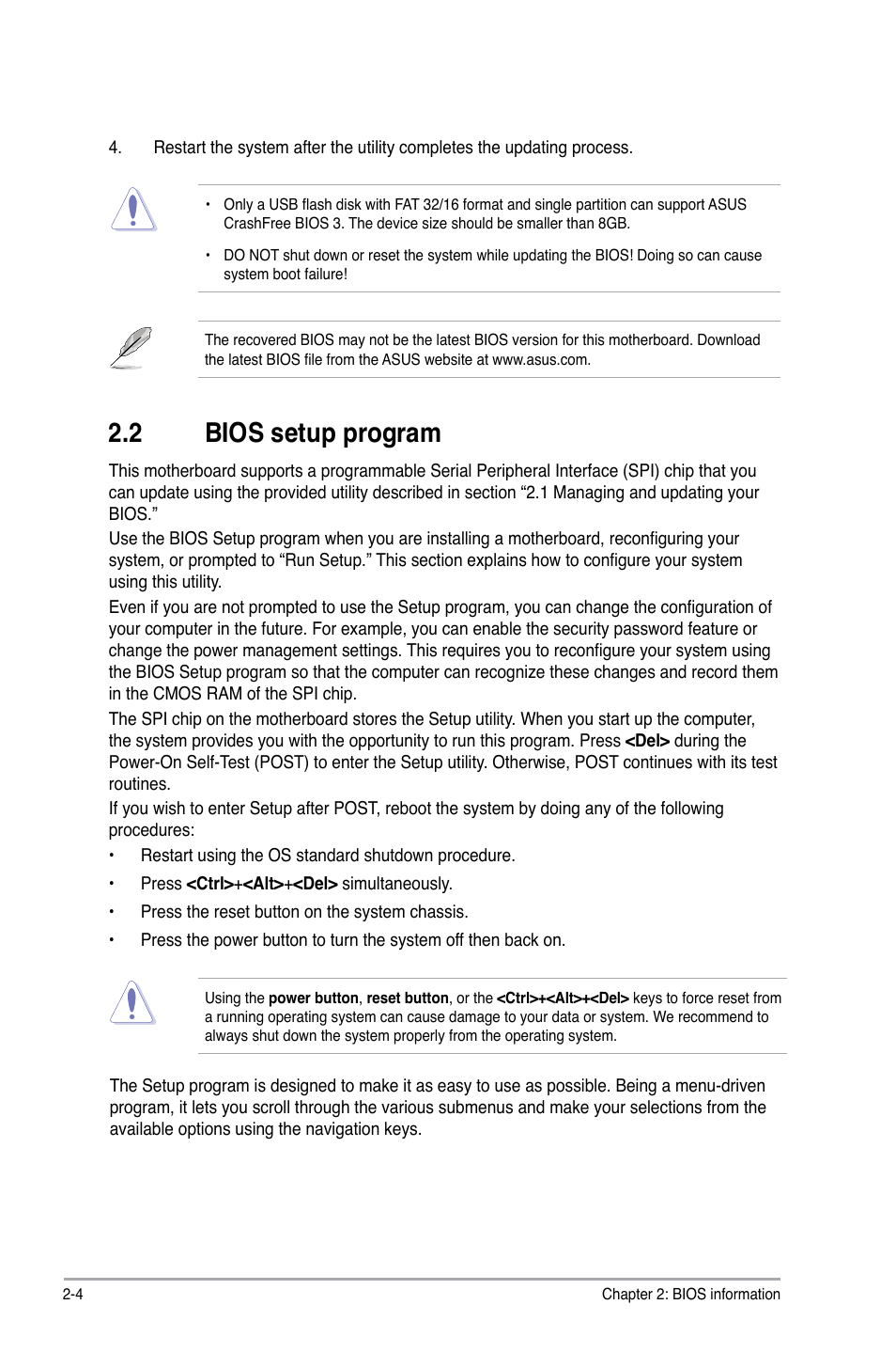 2 bios setup program, Bios setup program -4 | Asus P5QPL-AM User Manual | Page 44 / 60