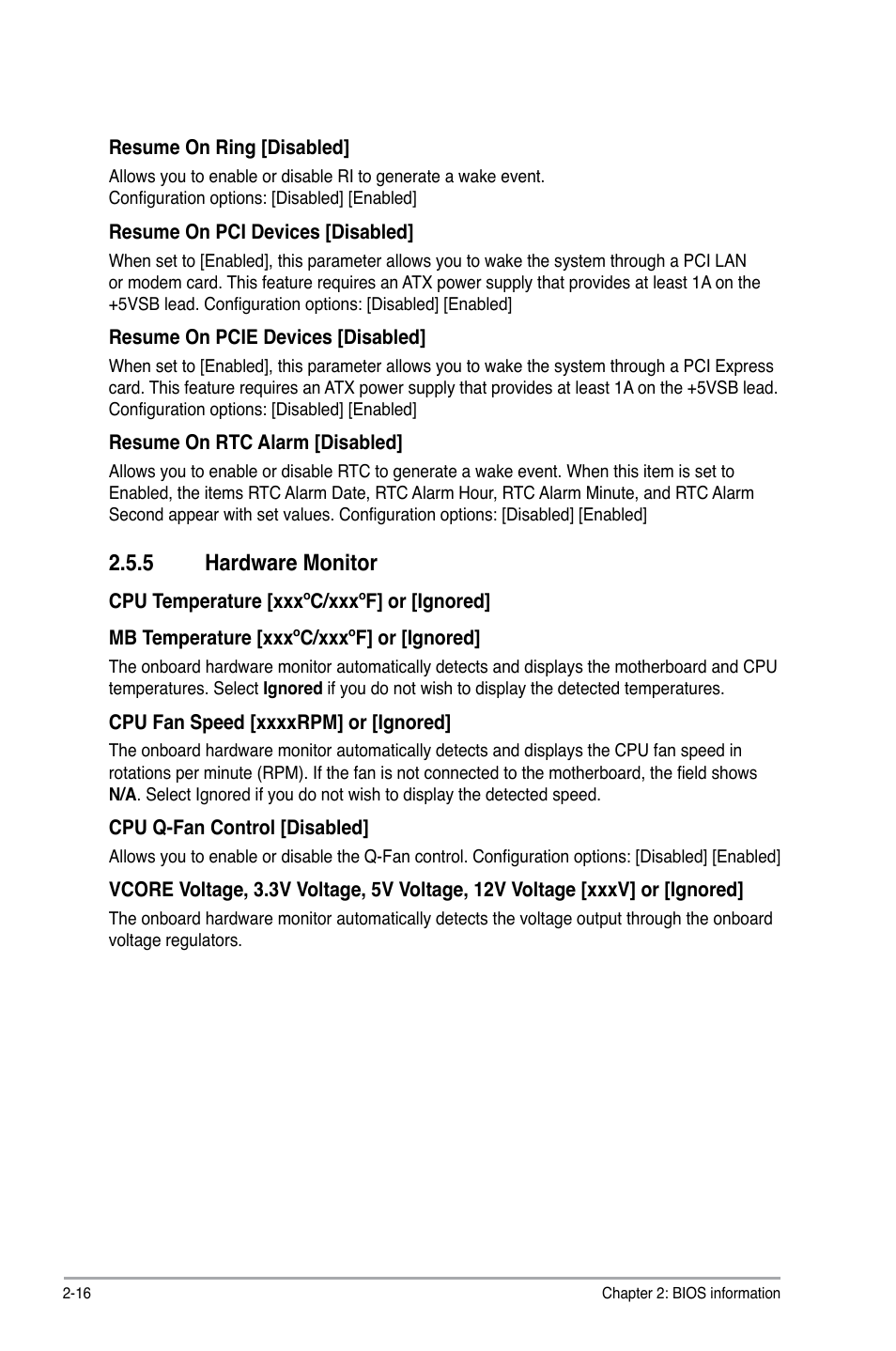 5 hardware monitor, Hardware monitor -16 | Asus P5QPL-AM User Manual | Page 56 / 60