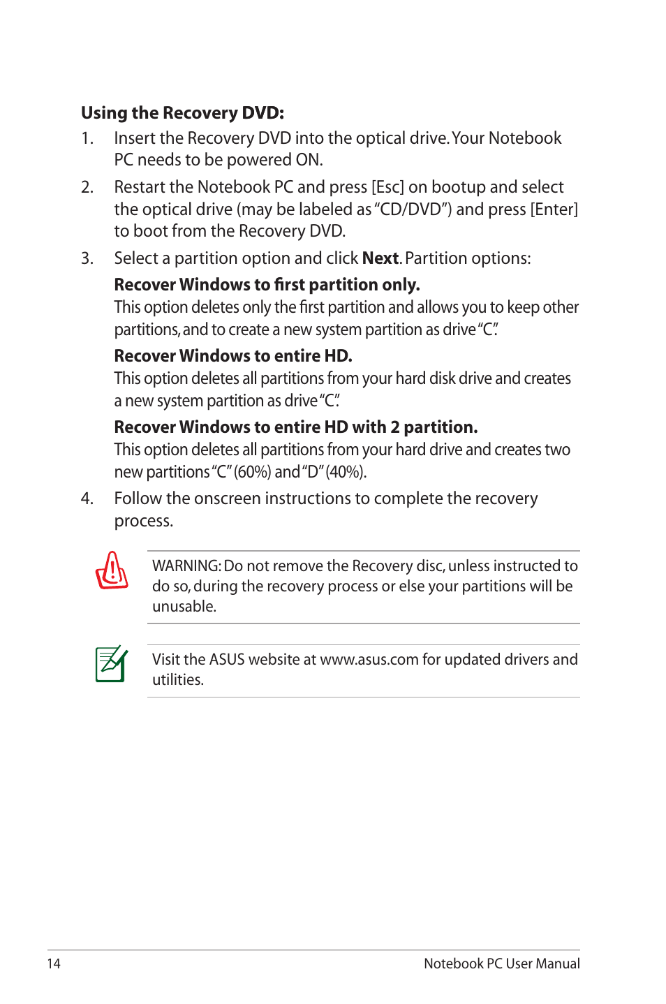 Asus X5DIN User Manual | Page 14 / 24