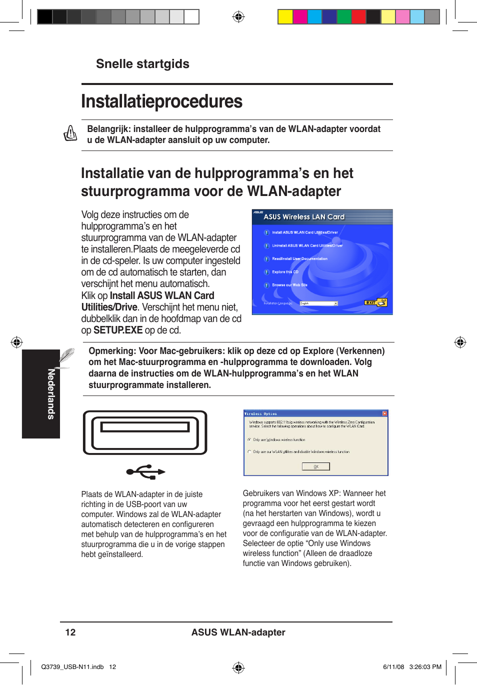 Installatieprocedures, Snelle startgids | Asus USB-N11 User Manual | Page 15 / 83