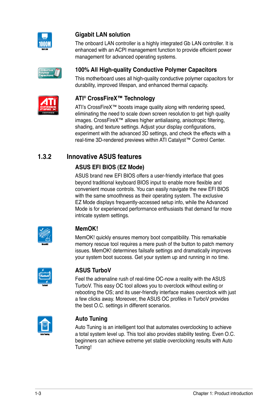 2 innovative asus features, Innovative asus features -3 | Asus P8P67-M User Manual | Page 15 / 80