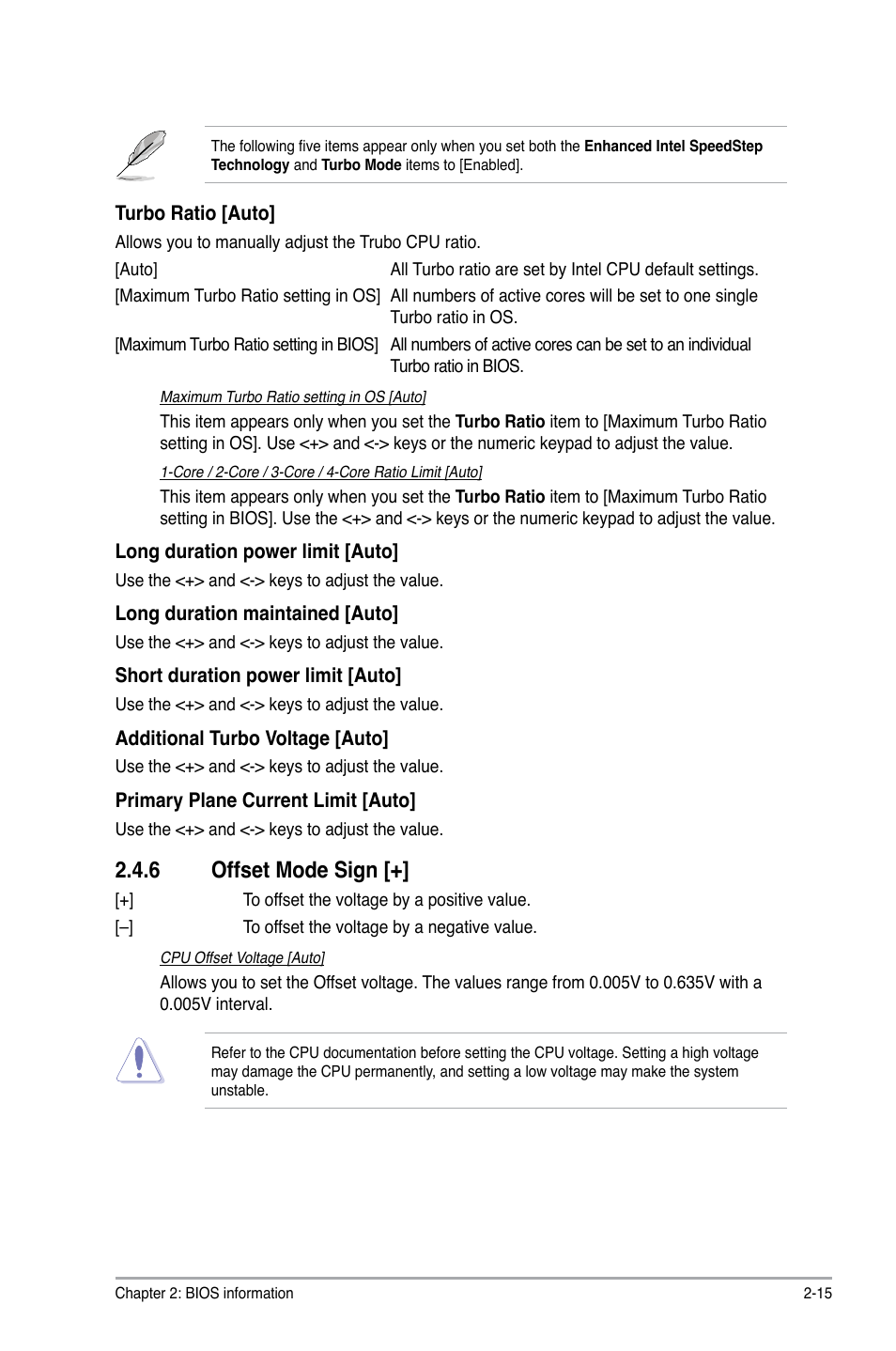 6 offset mode sign, Offset mode sign -15 | Asus P8P67-M User Manual | Page 63 / 80