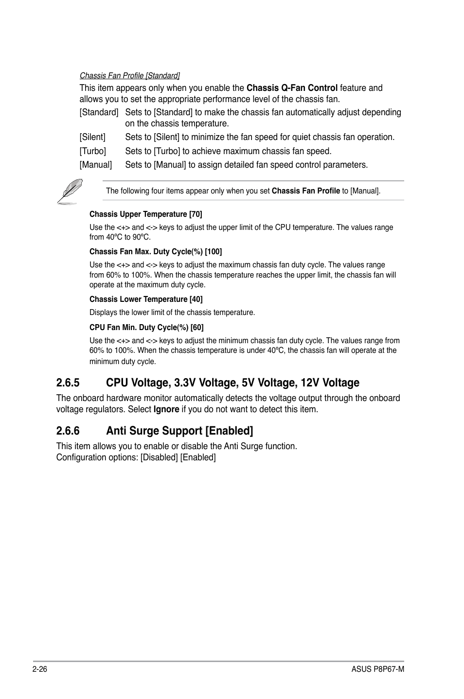 6 anti surge support, Anti surge support -26, 6 anti surge support [enabled | Asus P8P67-M User Manual | Page 74 / 80