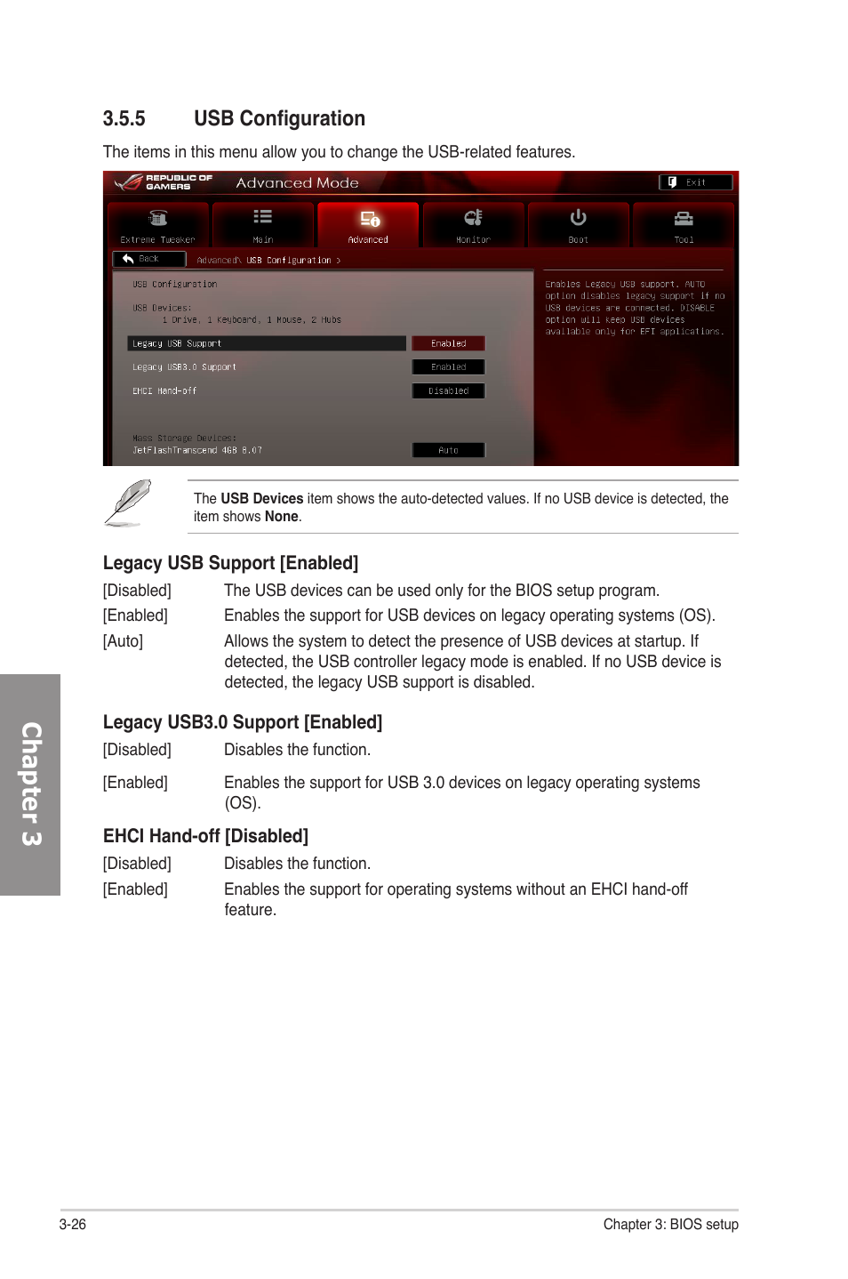 5 usb configuration, Usb configuration -26, Chapter 3 | Asus Rampage IV Formula User Manual | Page 104 / 174