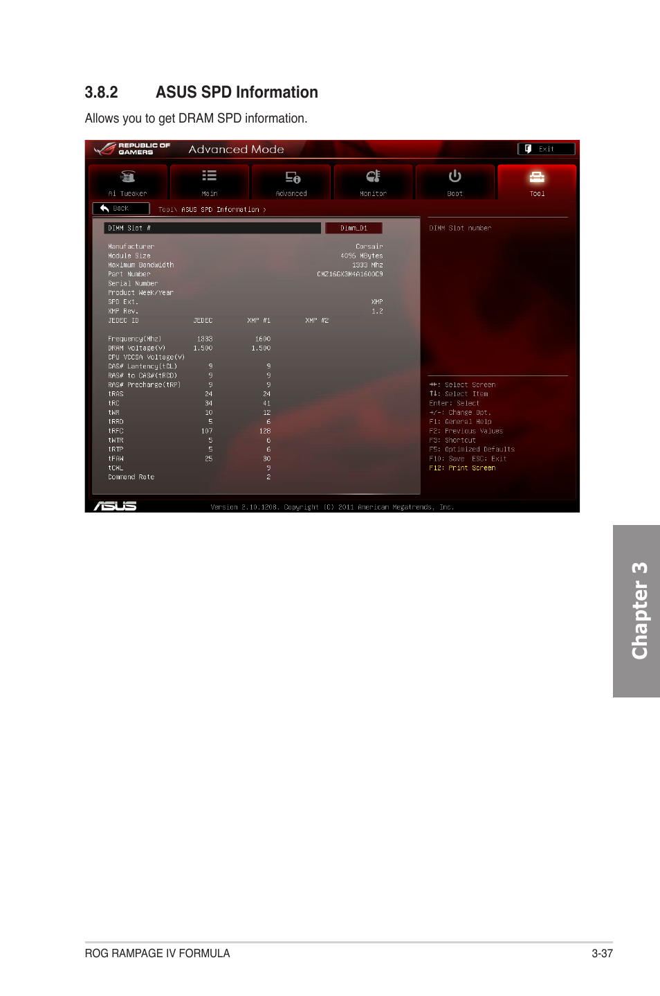 2 asus spd information, Asus spd information -37, Chapter 3 | Asus Rampage IV Formula User Manual | Page 115 / 174
