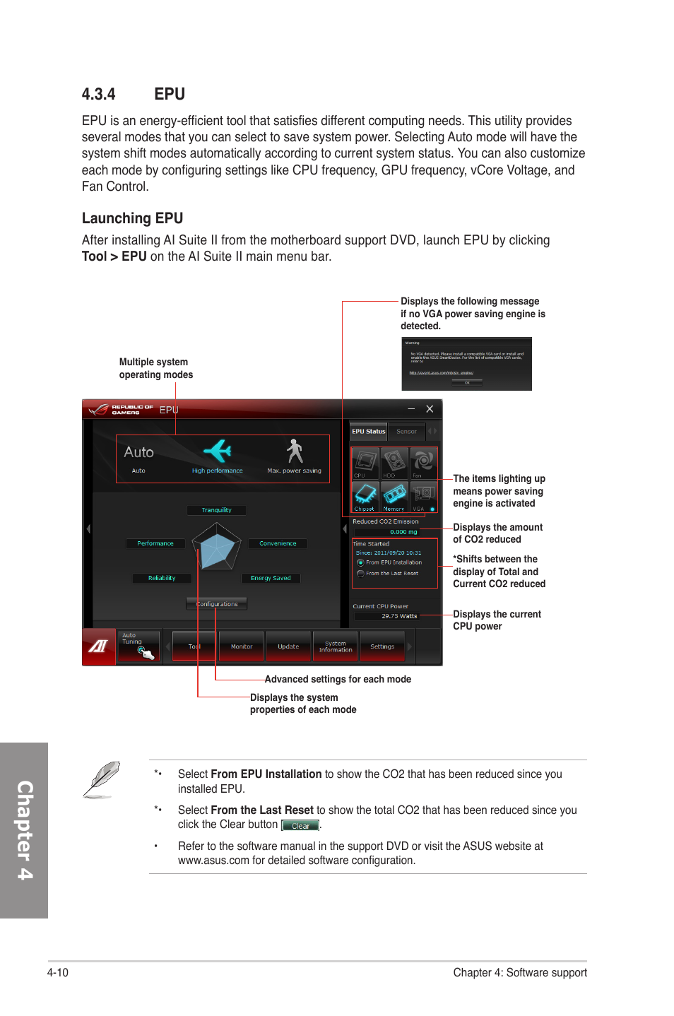 4 epu, Epu -10, Chapter 4 | Launching epu | Asus Rampage IV Formula User Manual | Page 140 / 174