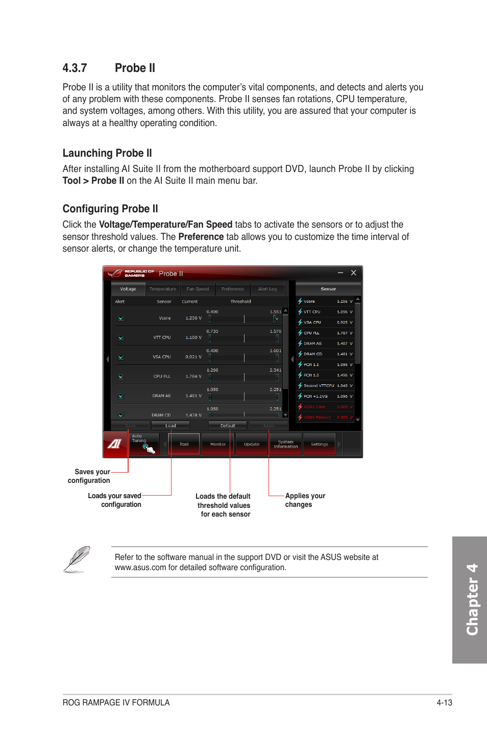 7 probe ii, Probe ii -13, Chapter 4 | Asus Rampage IV Formula User Manual | Page 143 / 174