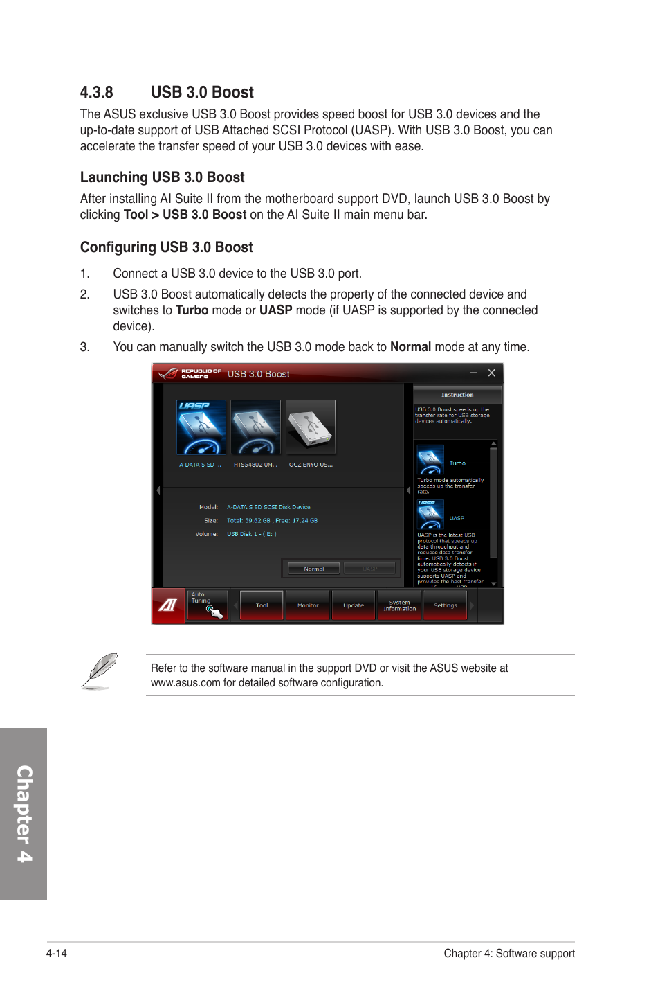 8 usb 3.0 boost, Usb 3.0 boost -14, Chapter 4 | Asus Rampage IV Formula User Manual | Page 144 / 174