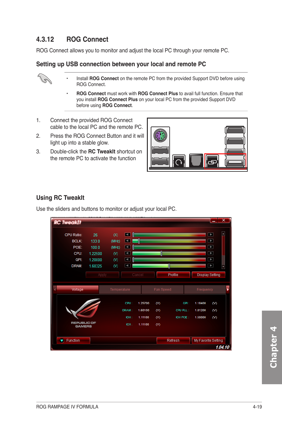 12 rog connect, Rog connect -19, Chapter 4 | Asus Rampage IV Formula User Manual | Page 149 / 174