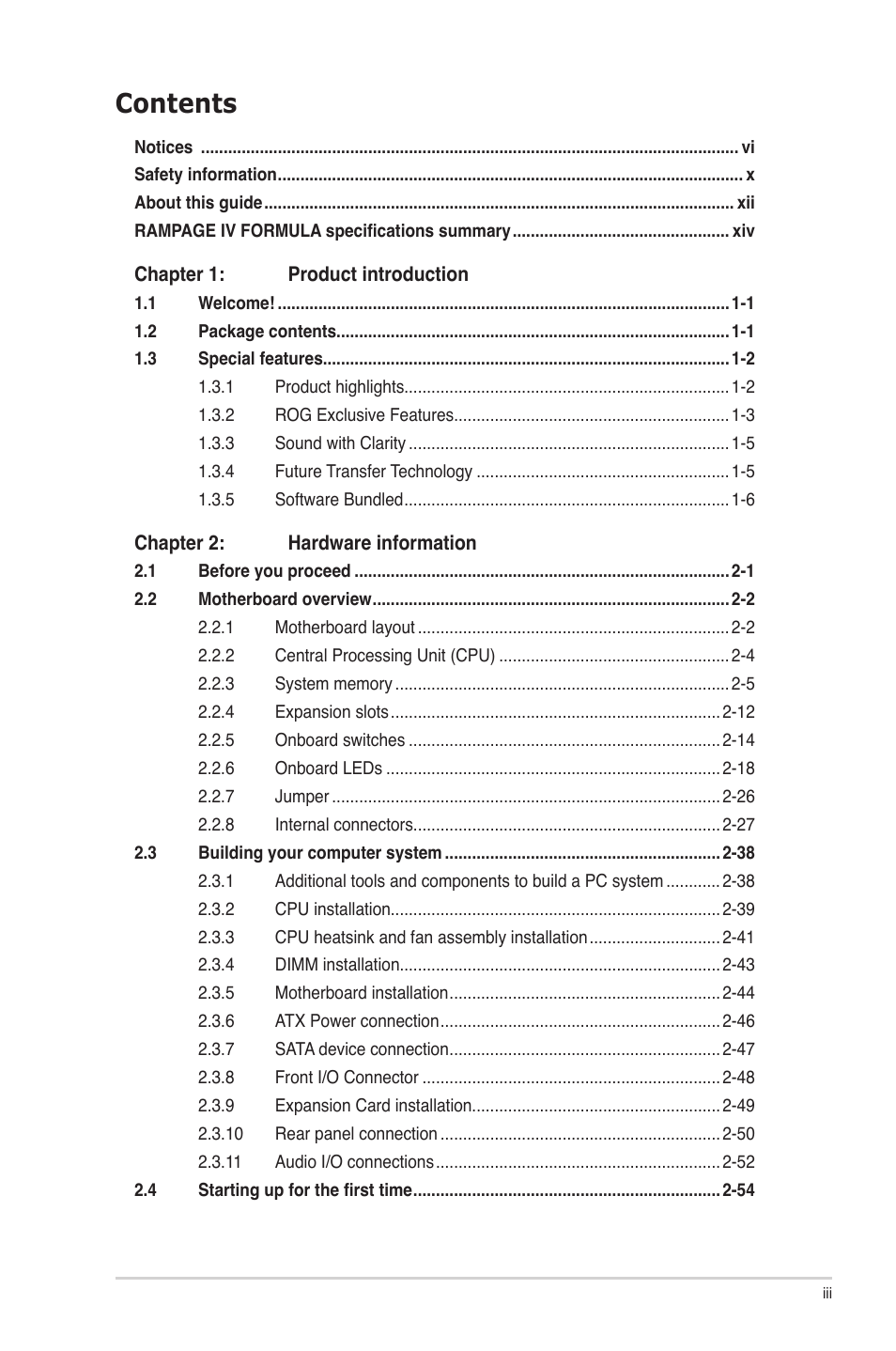 Asus Rampage IV Formula User Manual | Page 3 / 174