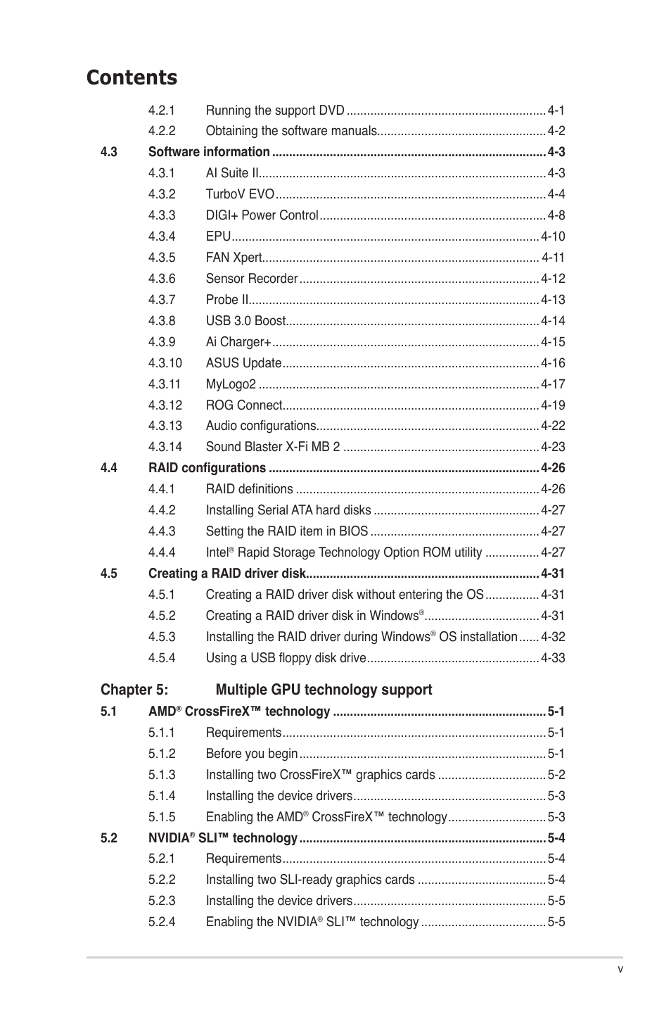 Asus Rampage IV Formula User Manual | Page 5 / 174